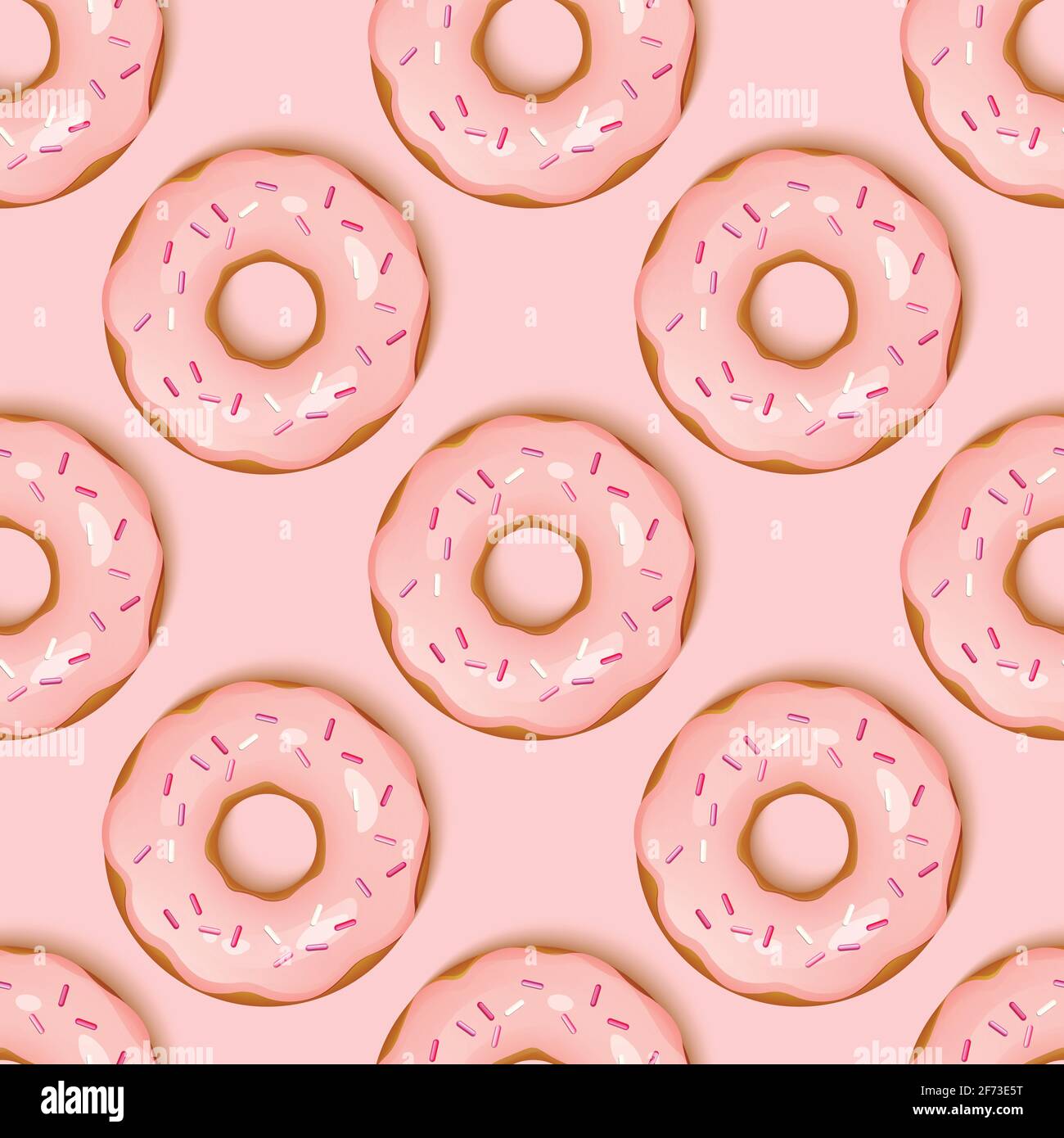 Donuts with pink icing and multicolored powder on a color background ...