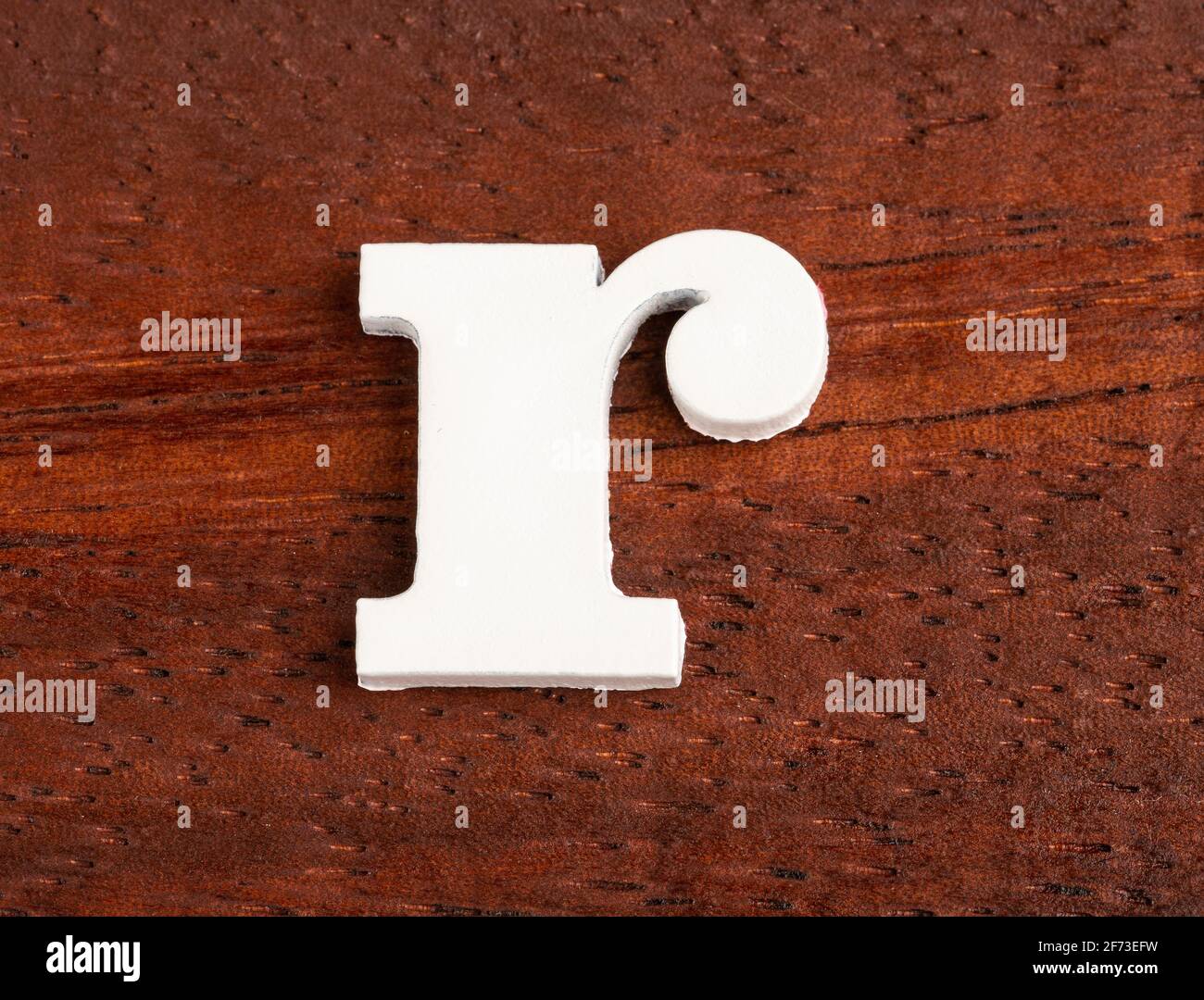 r - lowercase letter. Piece in wood Stock Photo