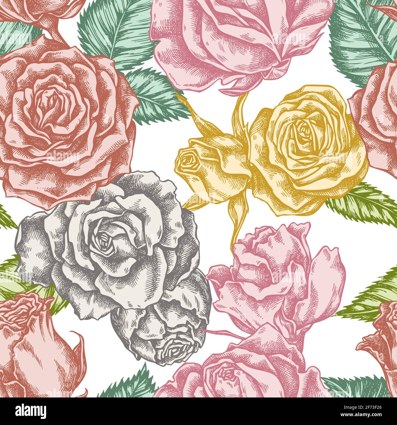 Seamless pattern with hand drawn pastel roses Stock Vector Image & Art ...