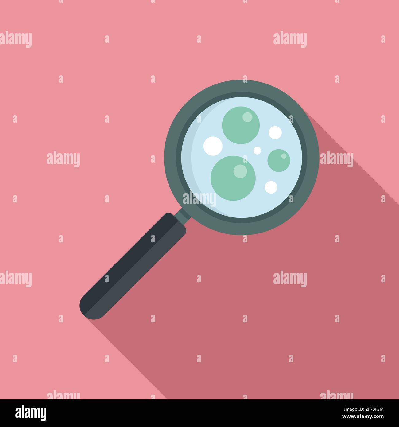 Biophysics magnifier icon, flat style Stock Vector