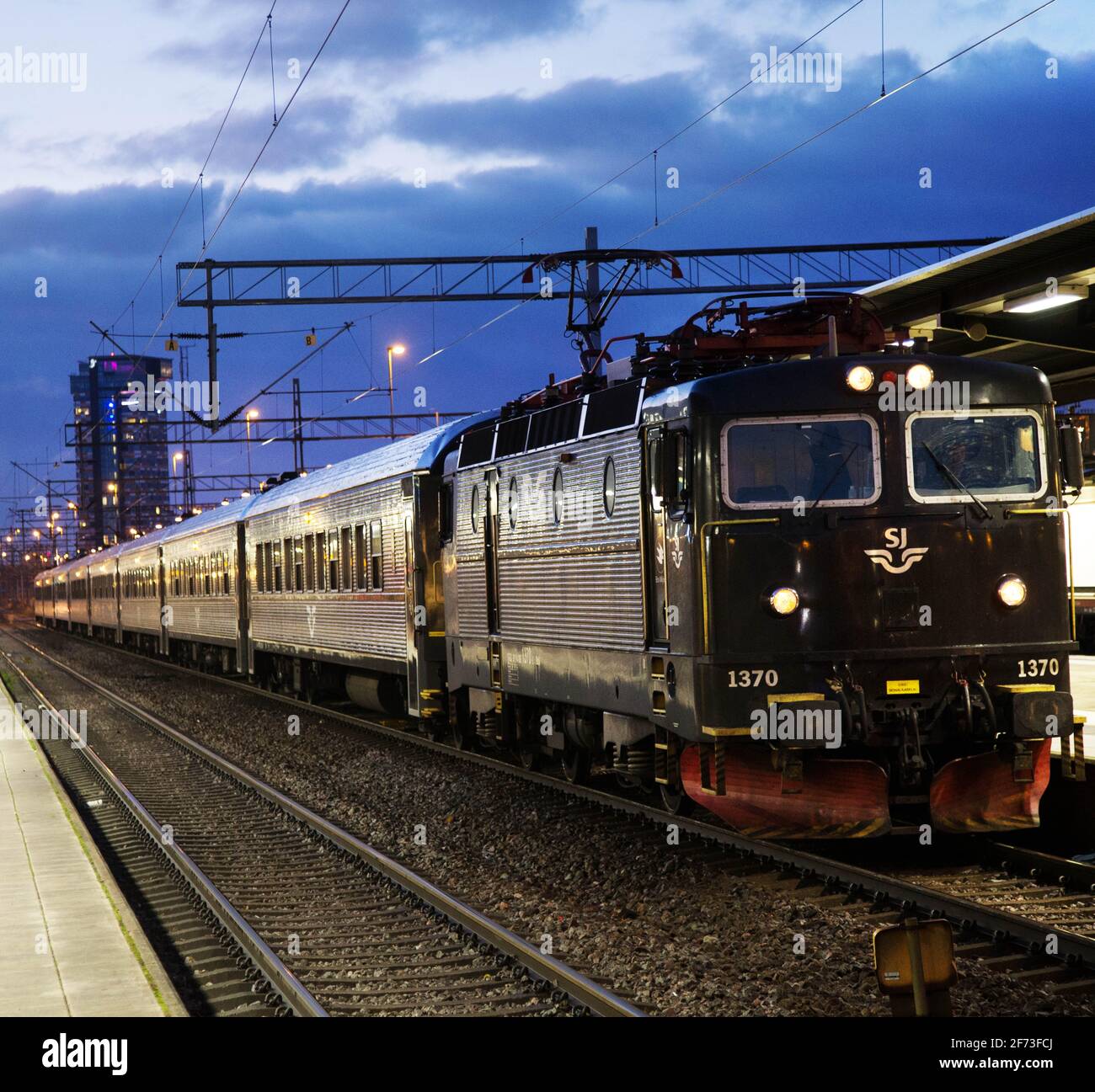 SJ InterCity passenger train at Linköping Central Station Stock Photo ...