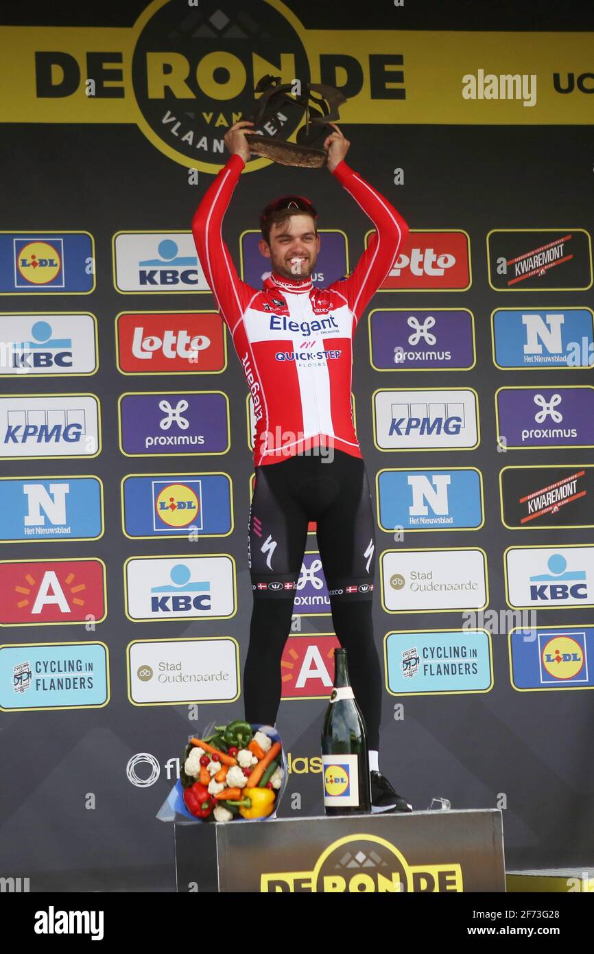 Podium Kasper Asgreen of Deceucink - Quick Step winner during the UCI Ronde  van Vlaanderen - Tour des