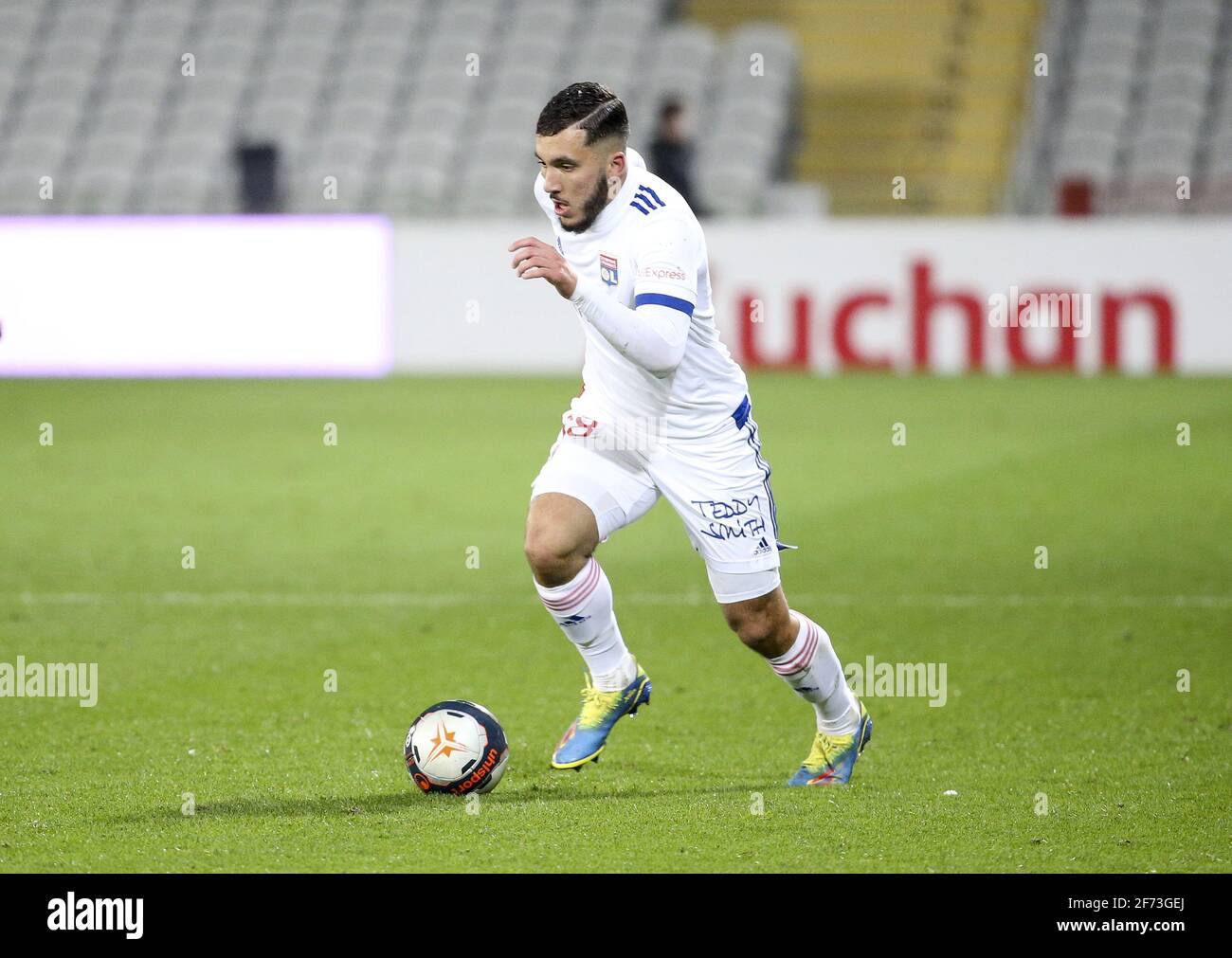 Rayan Cherki of Lyon during the French championship Ligue 1 football match  between RC Lens and Olympique Lyonnais (OL, Lyon) on April 3, 2021 at Stade  Bollaert-Delelis in Lens, France - Photo