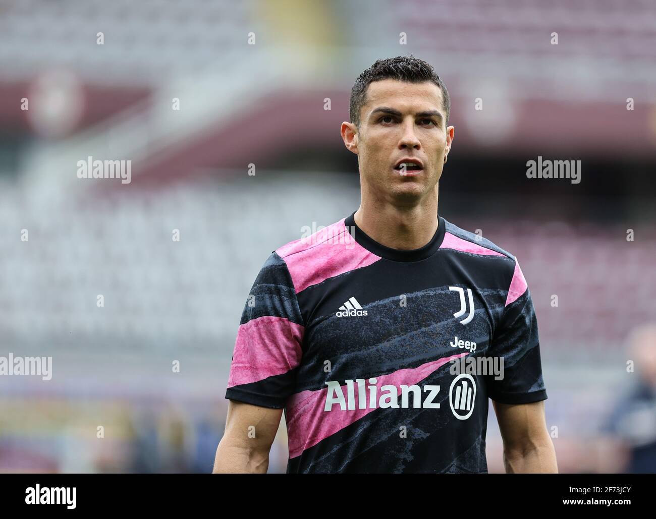 Turin, Italy. 03rd Apr, 2021. Cristiano Ronaldo of Juventus FC warms up  during the 2020/21 Italian Serie A football match between Torino FC and Juventus  FC at Stadio Olimpico Grande Torino.Final score;