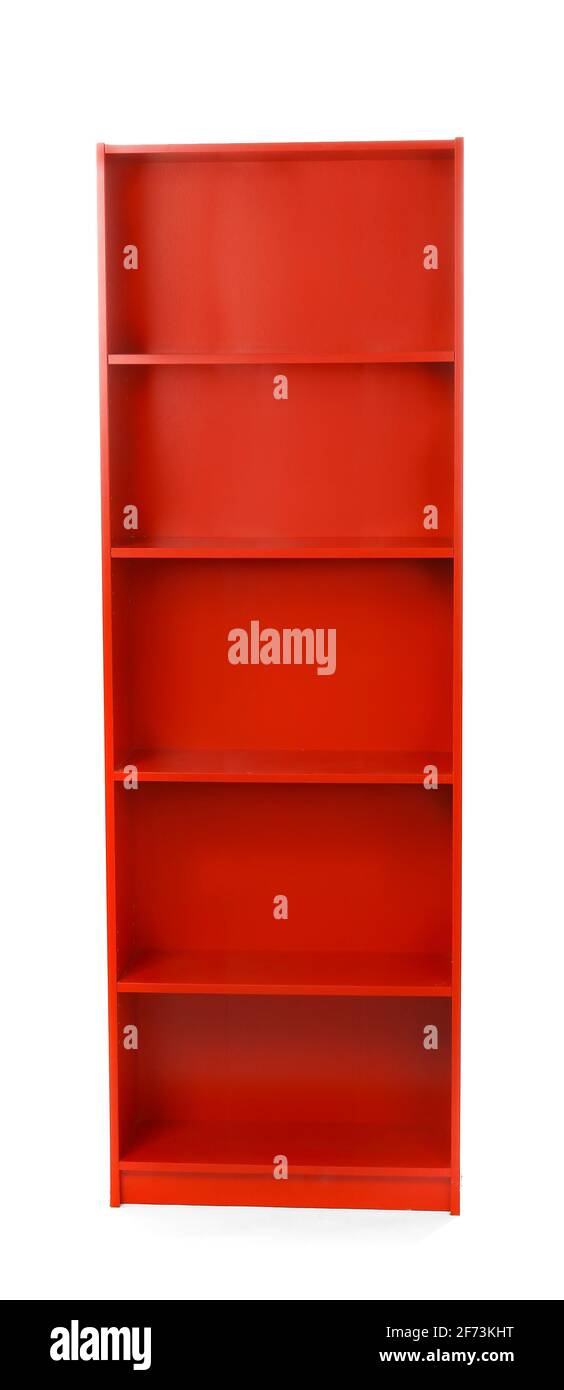 Modern shelf unit on white background Stock Photo Alamy
