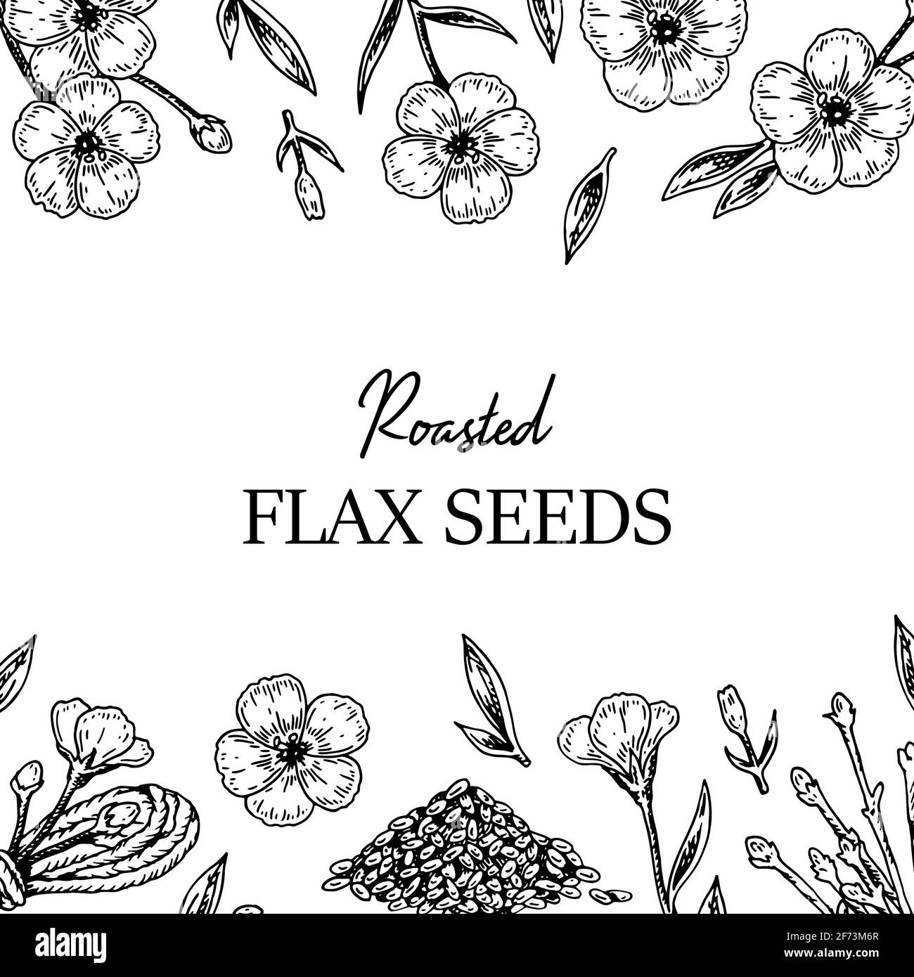 Hand drawn flax frame. Vector illustration in sketch style for linen ...