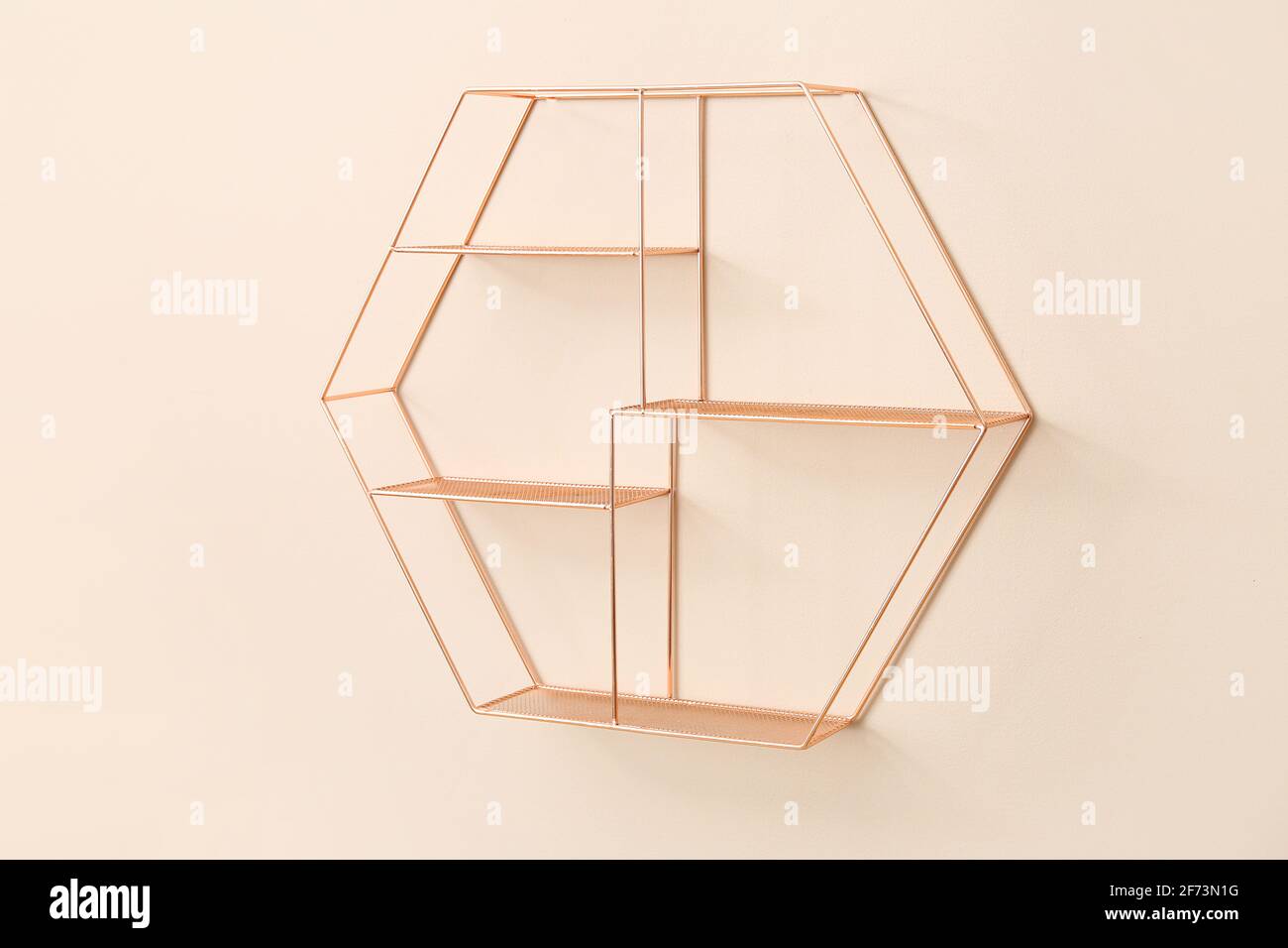 Modern shelf hanging on color wall Stock Photo Alamy