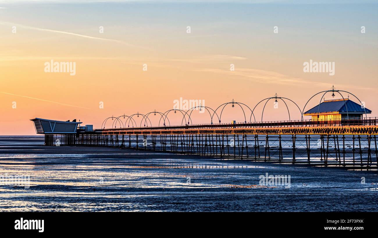 Southport seaside town and pier Northwest England Stock Photo