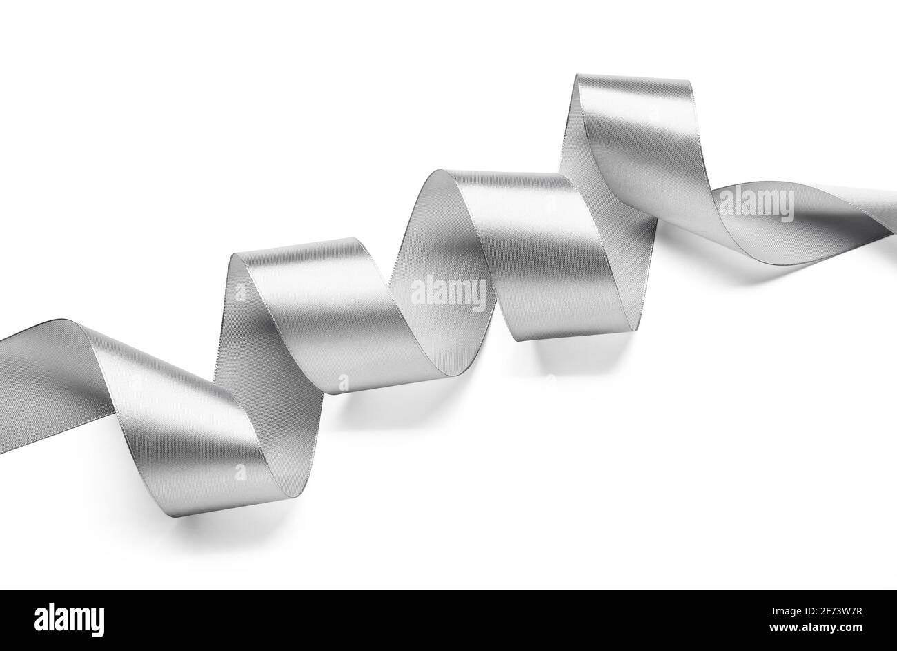 Silver ribbon on white background Stock Photo - Alamy