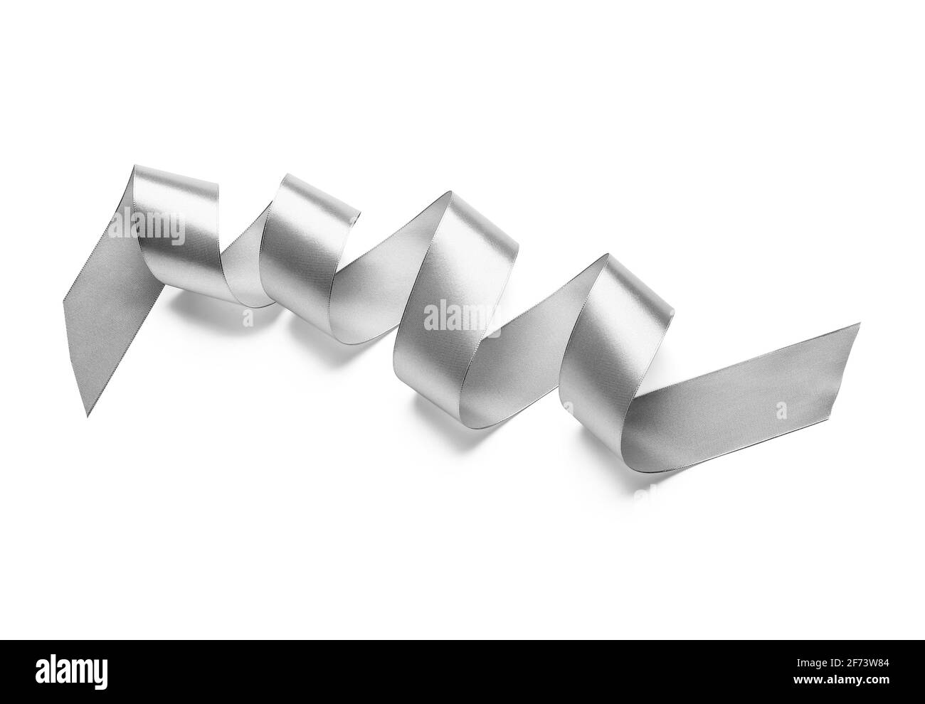 Silver ribbon on white background Stock Photo - Alamy