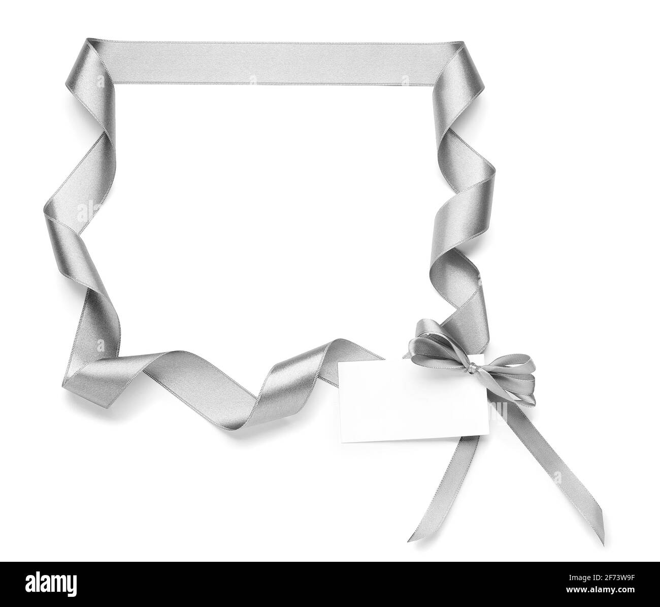 Frame made of silver ribbon on white background Stock Photo - Alamy