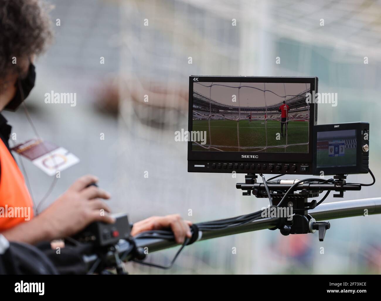 DAZN television during the Italian championship Serie A football match  between Torino FC and Juventus FC on April 3, 2021 at Stadio Olimpico  Grande Torino in Turin, Italy - Photo Fabrizio Carabelli /