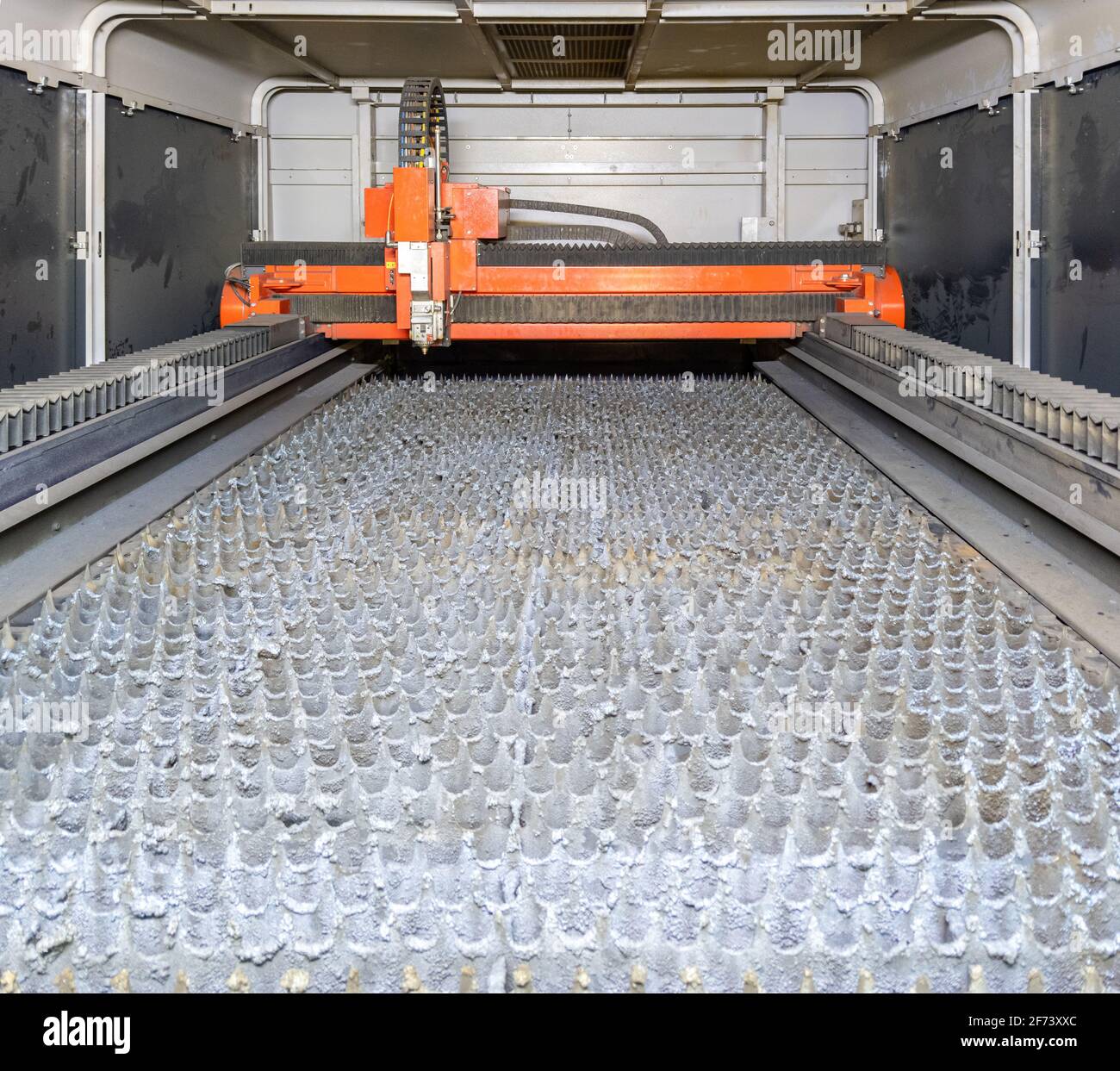 Laser Machine Inside inside of empty cnc laser cutting machine - without workpiece metal ...