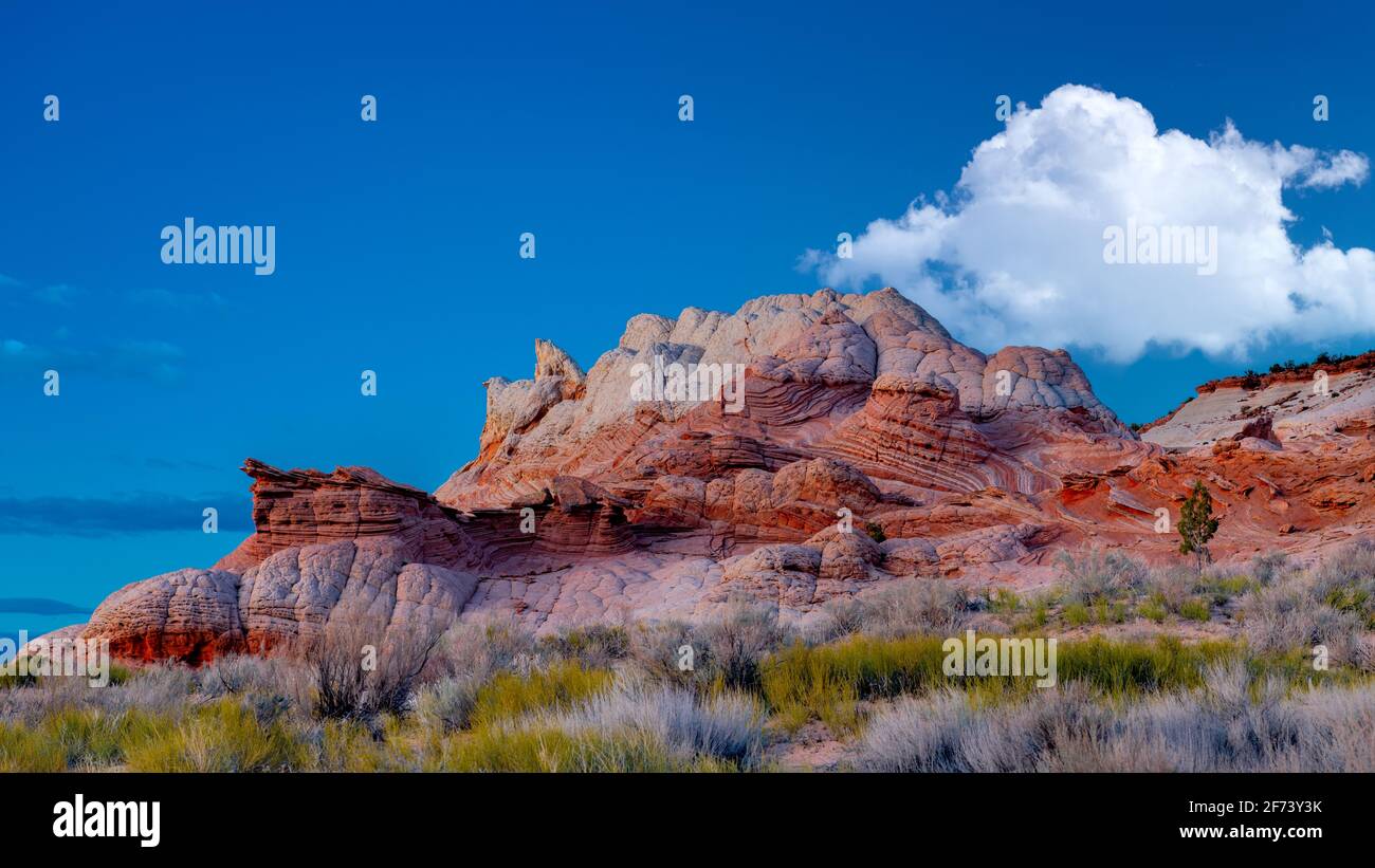 Beautiful landscape with unique patterns folded into a large rock Stock Photo