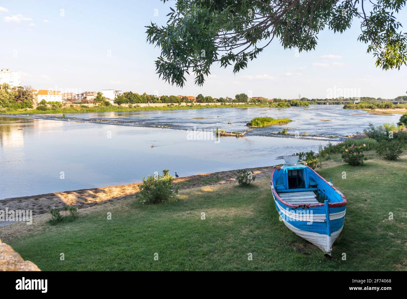 Maritsa River, passing through the town of Svilengrad, Haskovo Region ...
