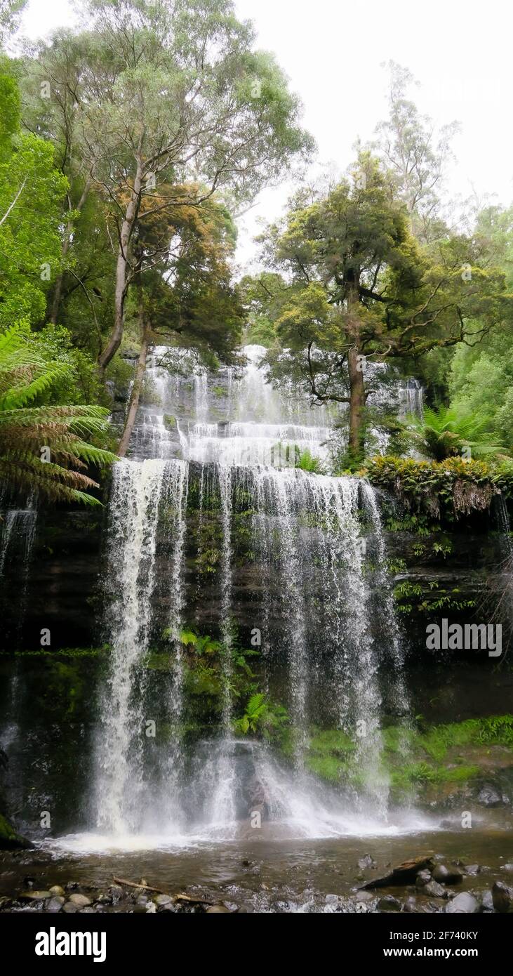 Tiered waterfall and stream Stock Photo