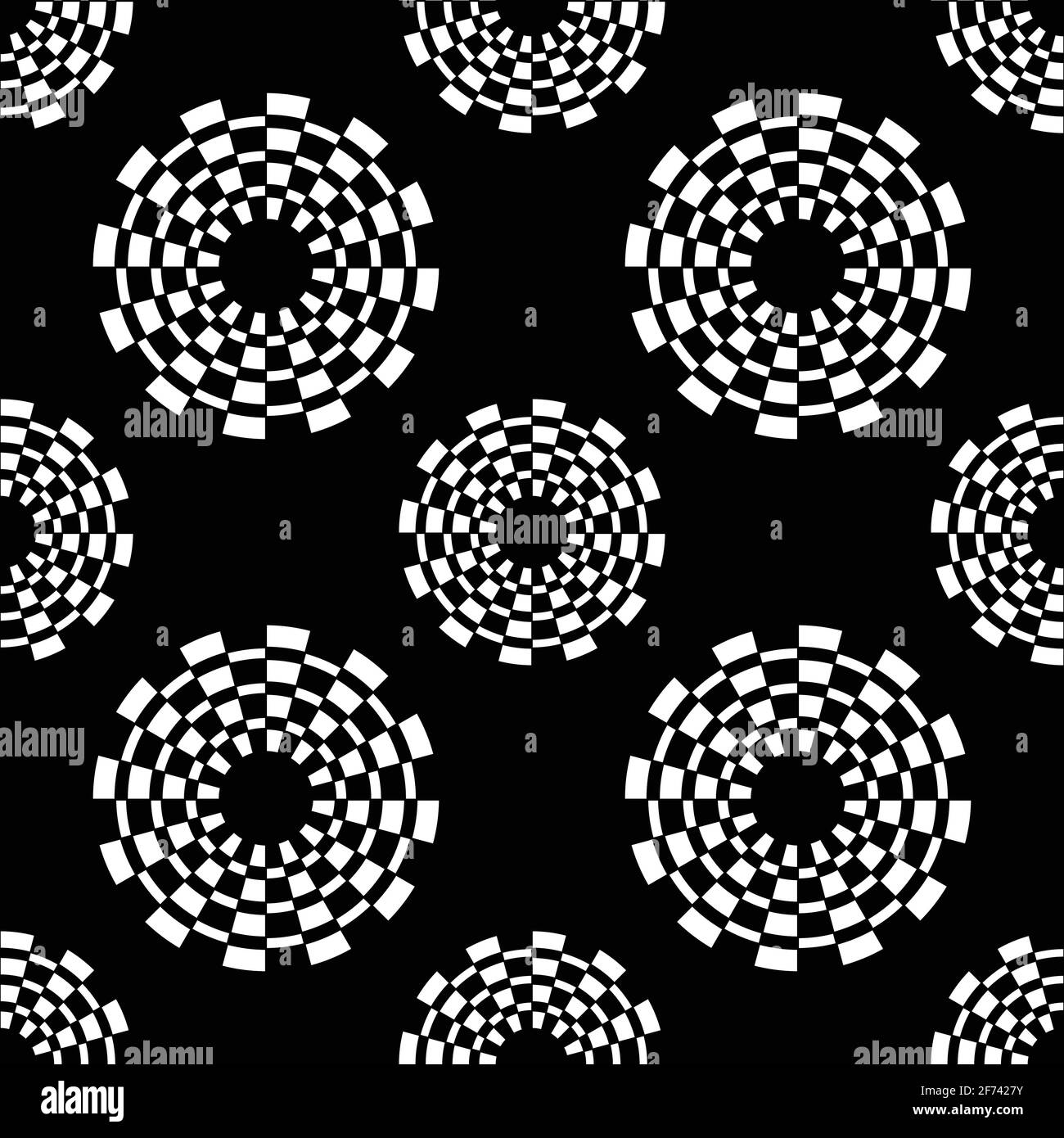Seamless black and white pattern in the form of abstract circles. vector Stock Vector