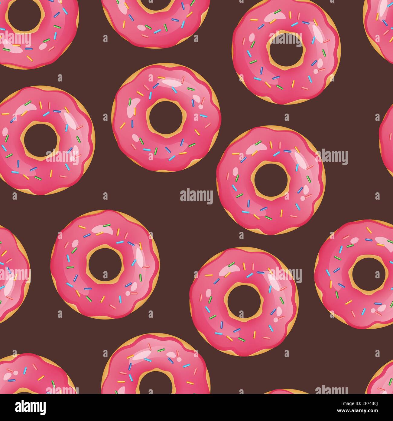 Donuts with pink icing and multicolored powder on a color background ...