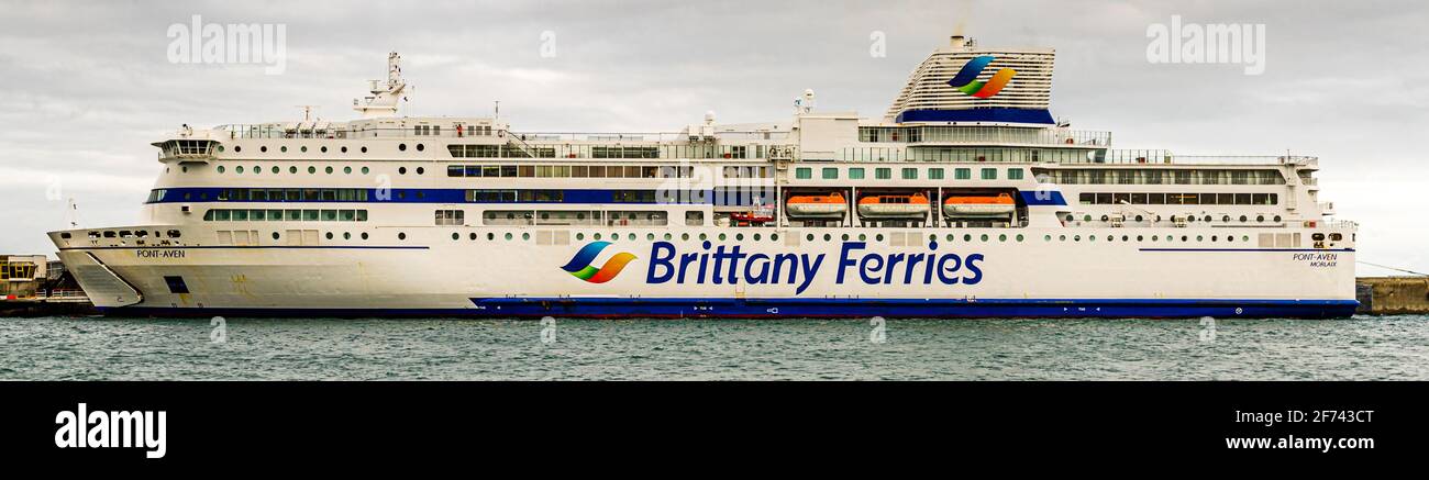 The Pont Aven, the flagship of Brittany Ferries in port Roscoff, France Stock Photo