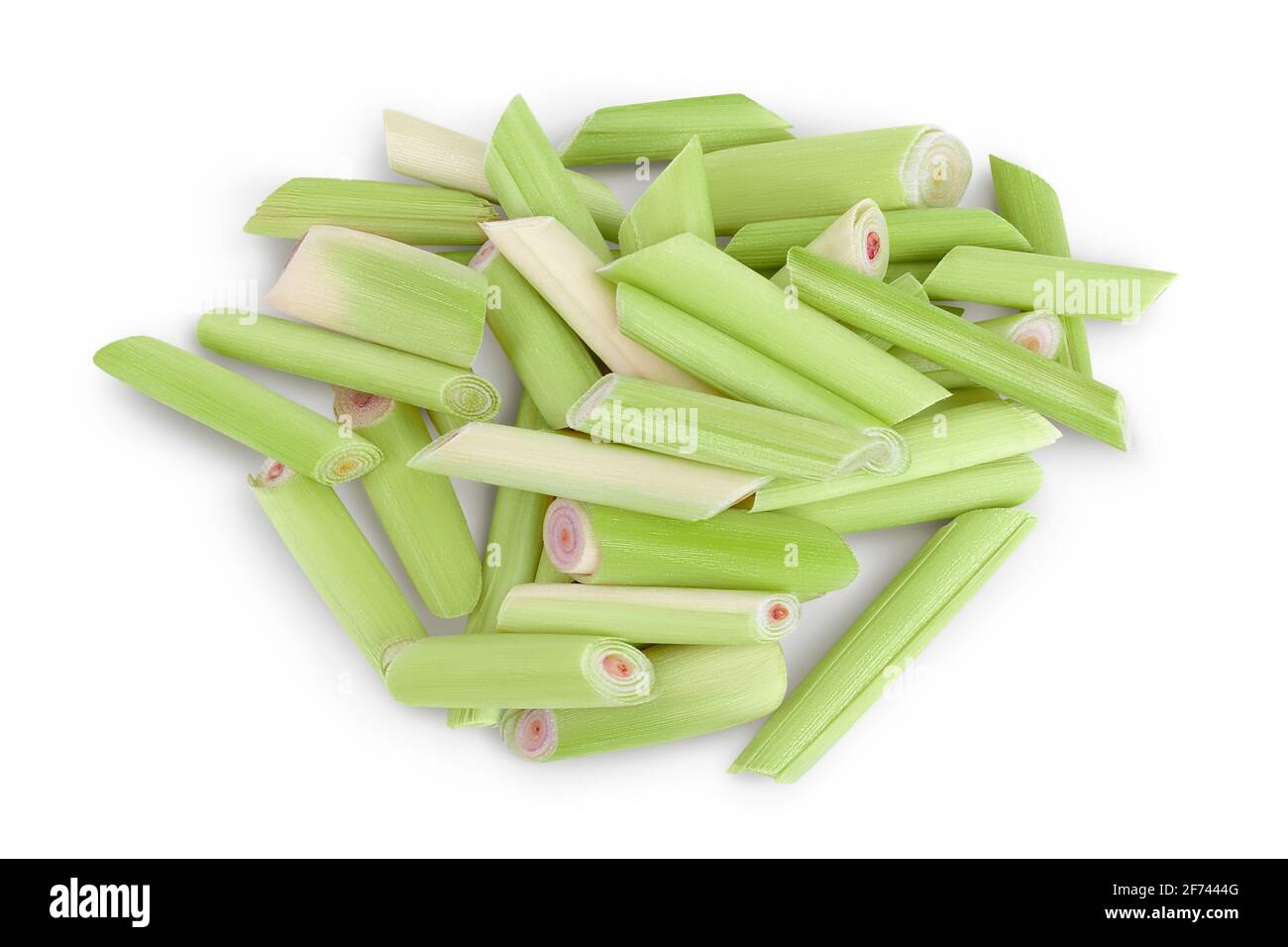 Fresh Lemongrass isolated on white background with clipping path. Top view. Flat lay Stock Photo