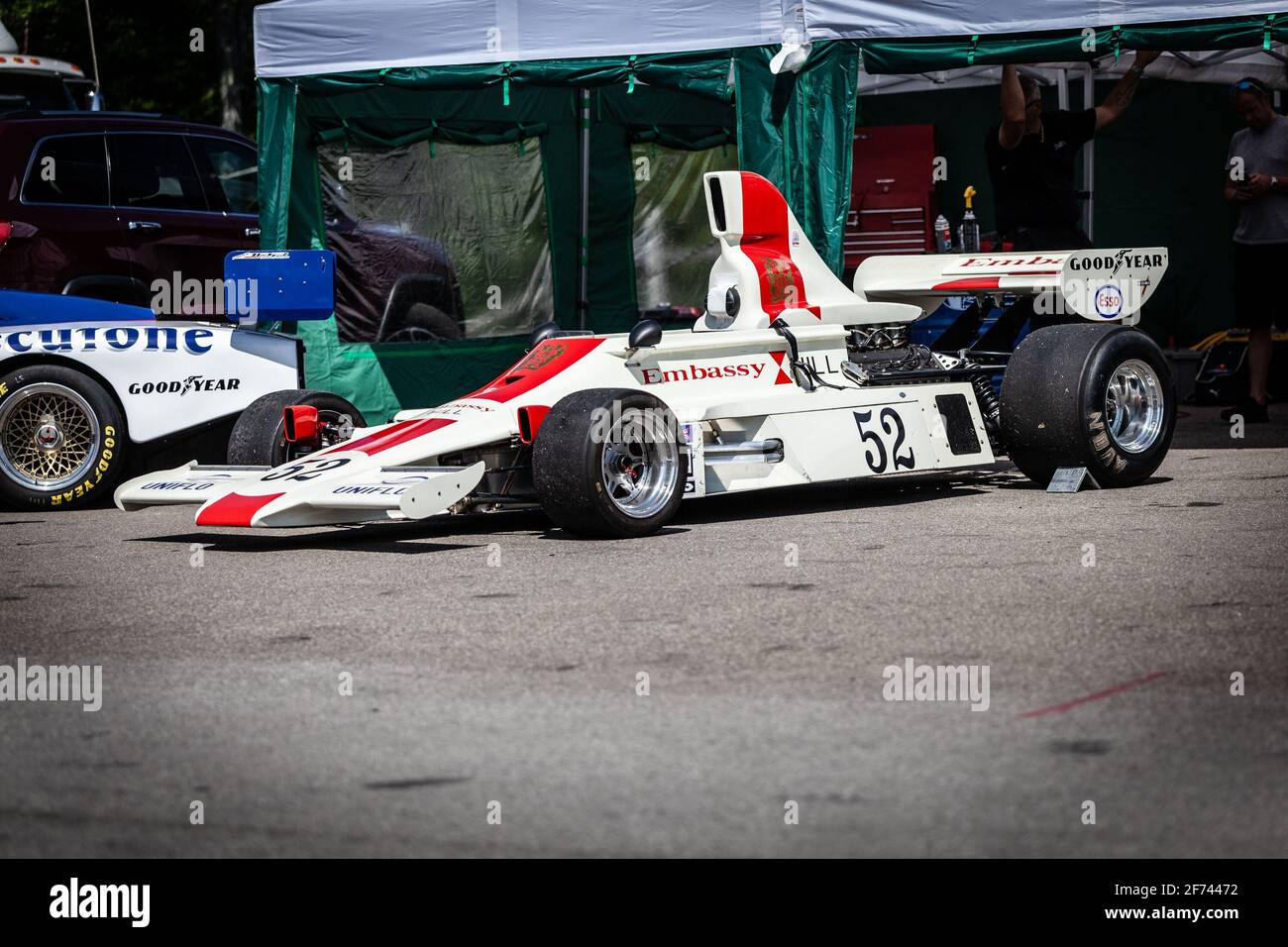Race car at Mont-Tremblant race track, owned by Lawrence Stroll, Quebec, Canada Stock Photo