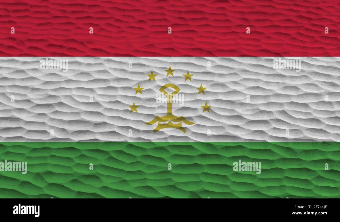 Tajikistan flag with waving grunge texture. Vector background. Stock Vector