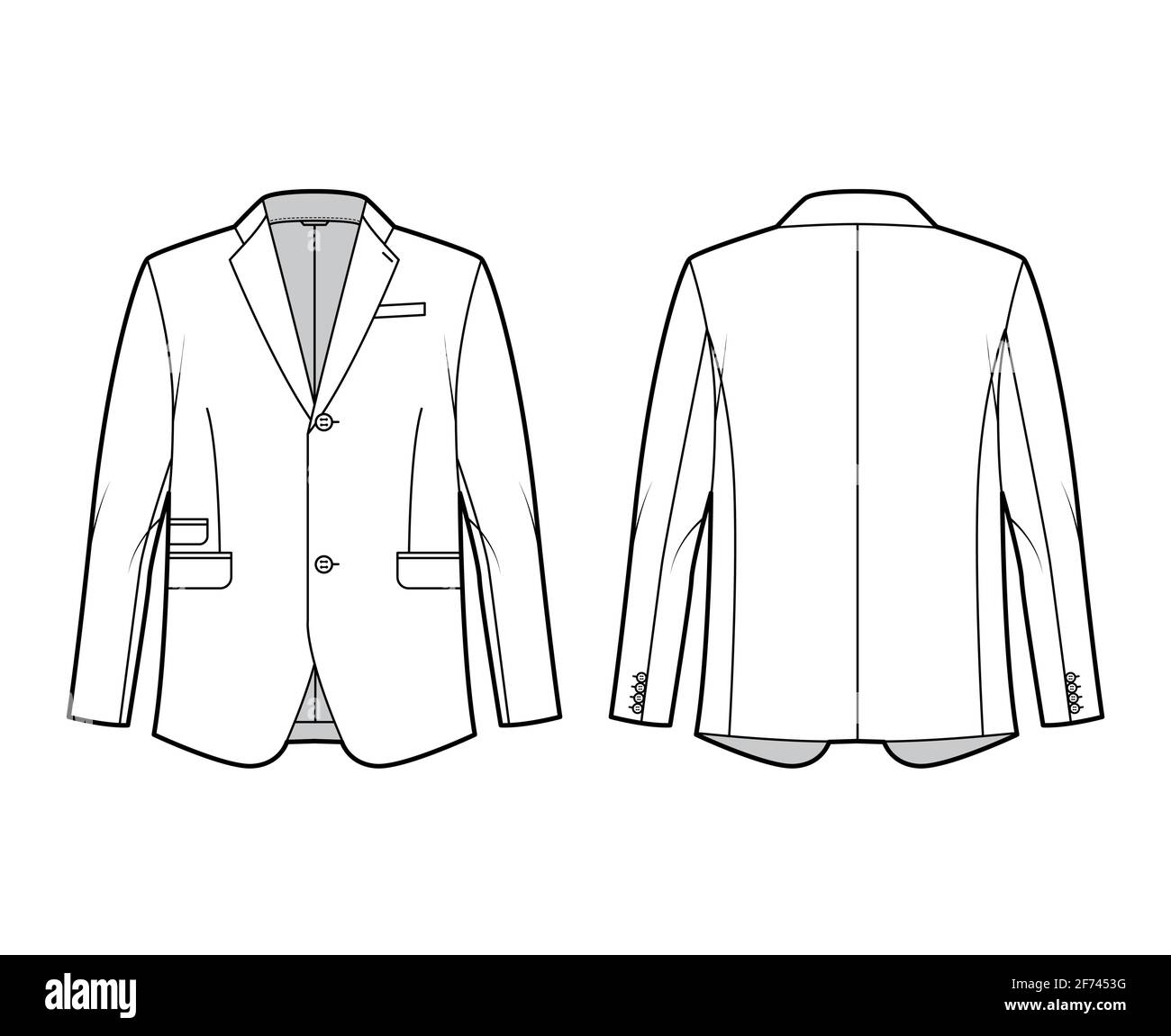 Tailored jacket lounge suit technical fashion illustration with long ...