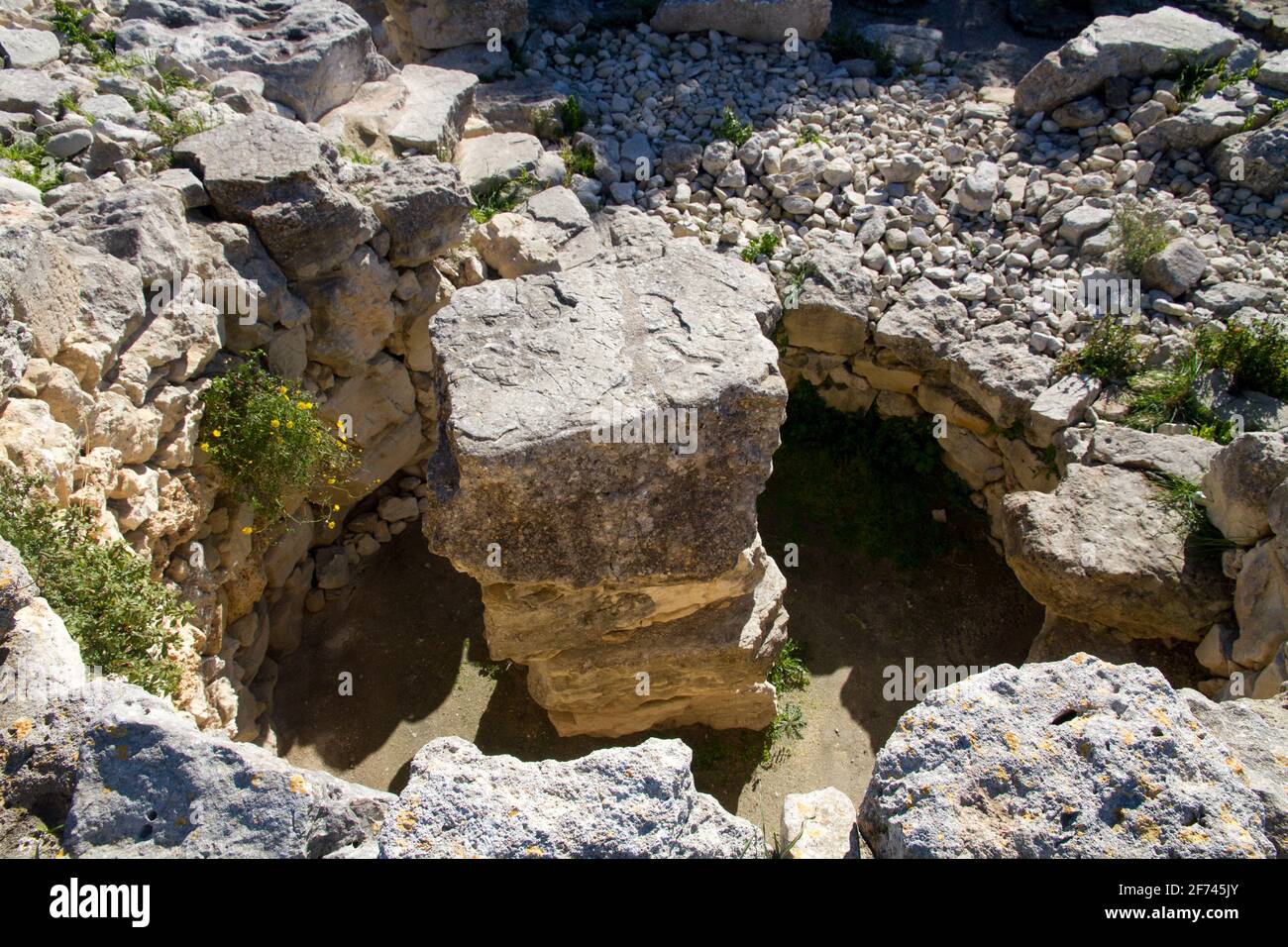 Archaeological site Mallorca, prehistoric era, Montuiri, Spain Talayots stones bronze era Stock Photo