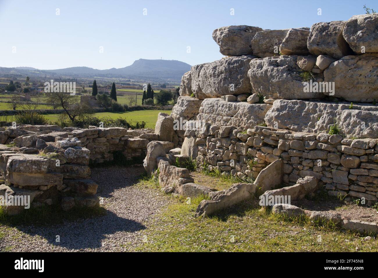 Archaeological site Mallorca, prehistoric era, Montuiri, Spain Talayots stones bronze era Stock Photo