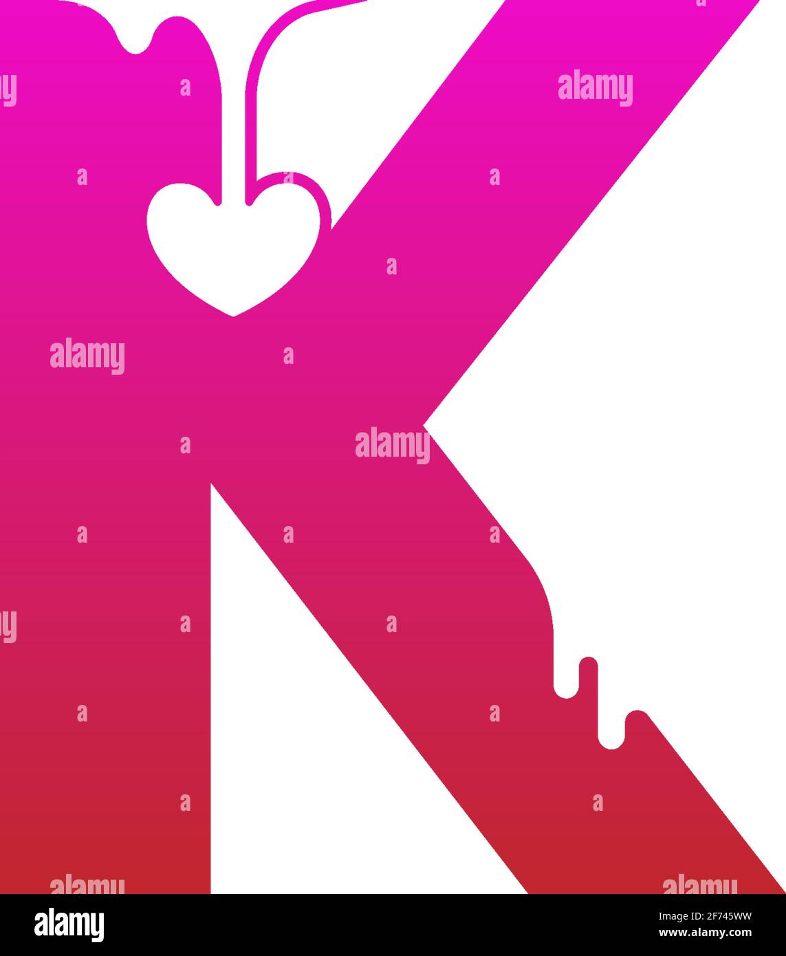Letter K logo icon with melting love symbol design template vector ...