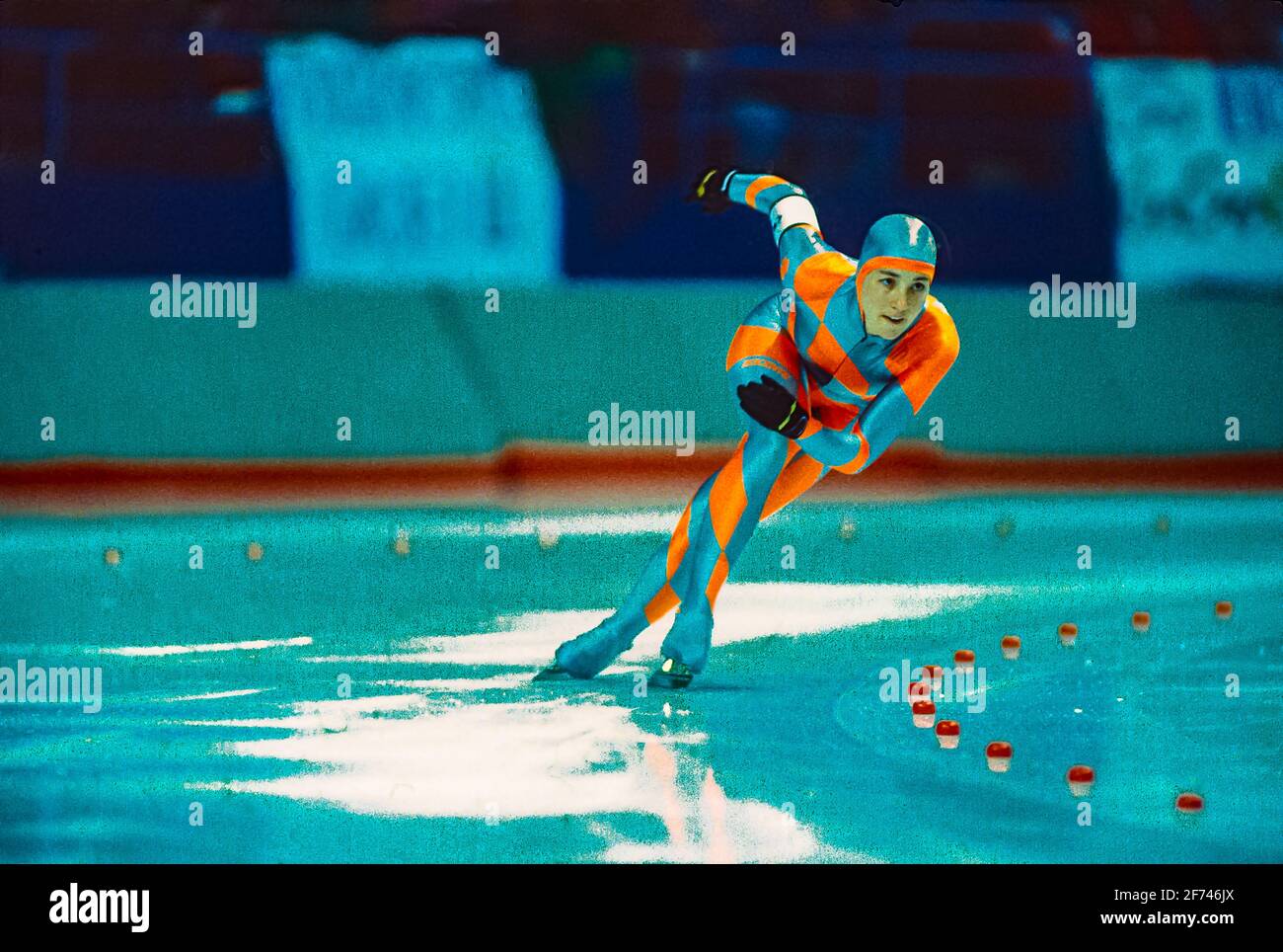 Katie Class (USA) competing in the Women's 1000m speed skating at the