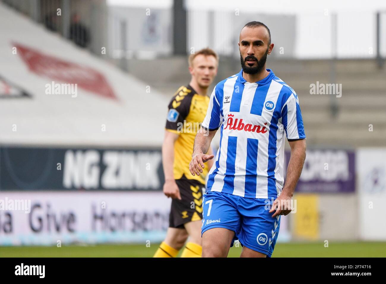 Horsens, Denmark. 04th Apr, 2021. Issam Jebali of OB during the 3F Superliga match between AC Horsens and Odense Boldklub at Casa Arena in Horsens. (Photo Credit: Gonzales Photo/Alamy Live
