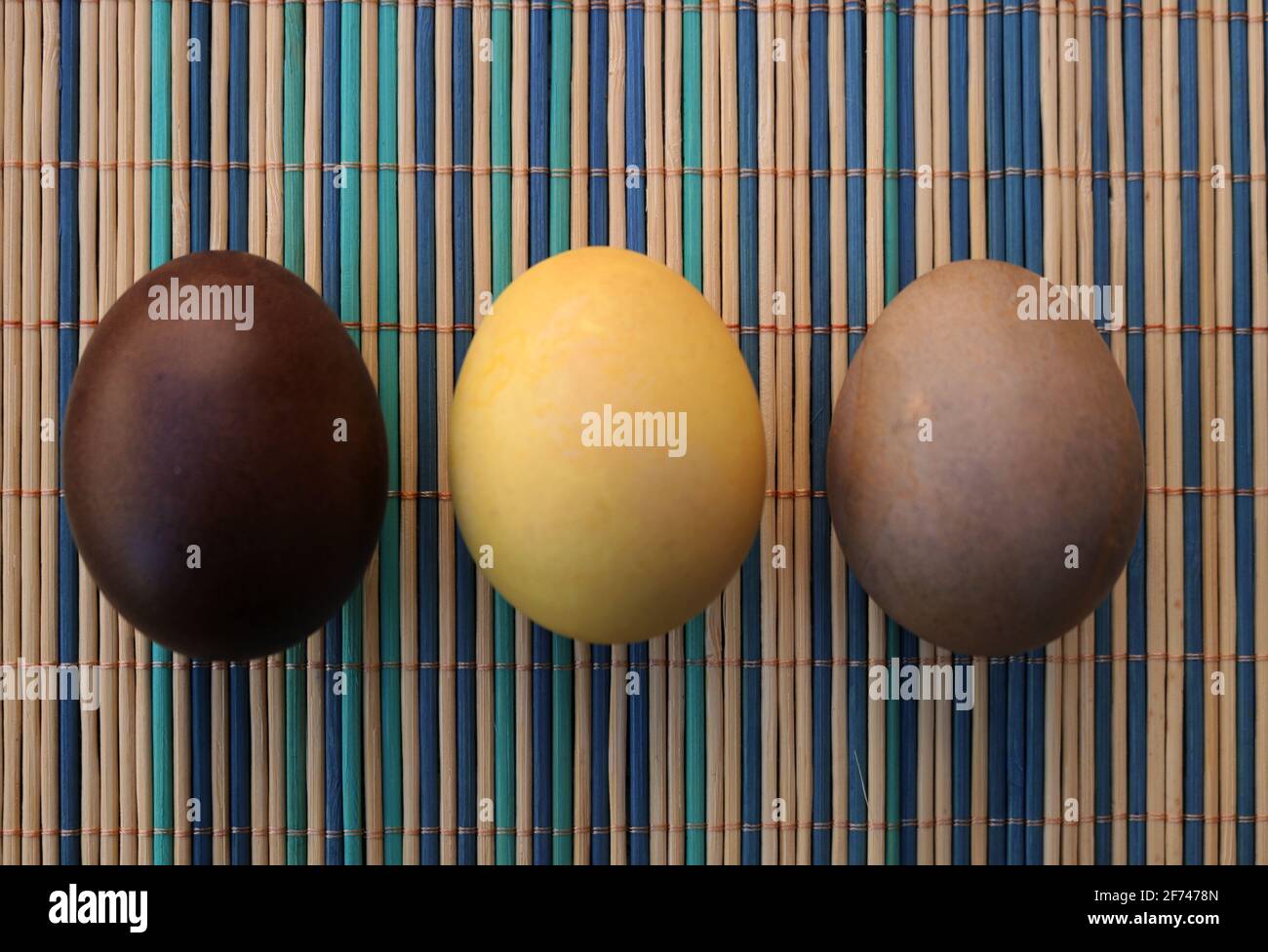 Easter eggs on a colorful background Stock Photo