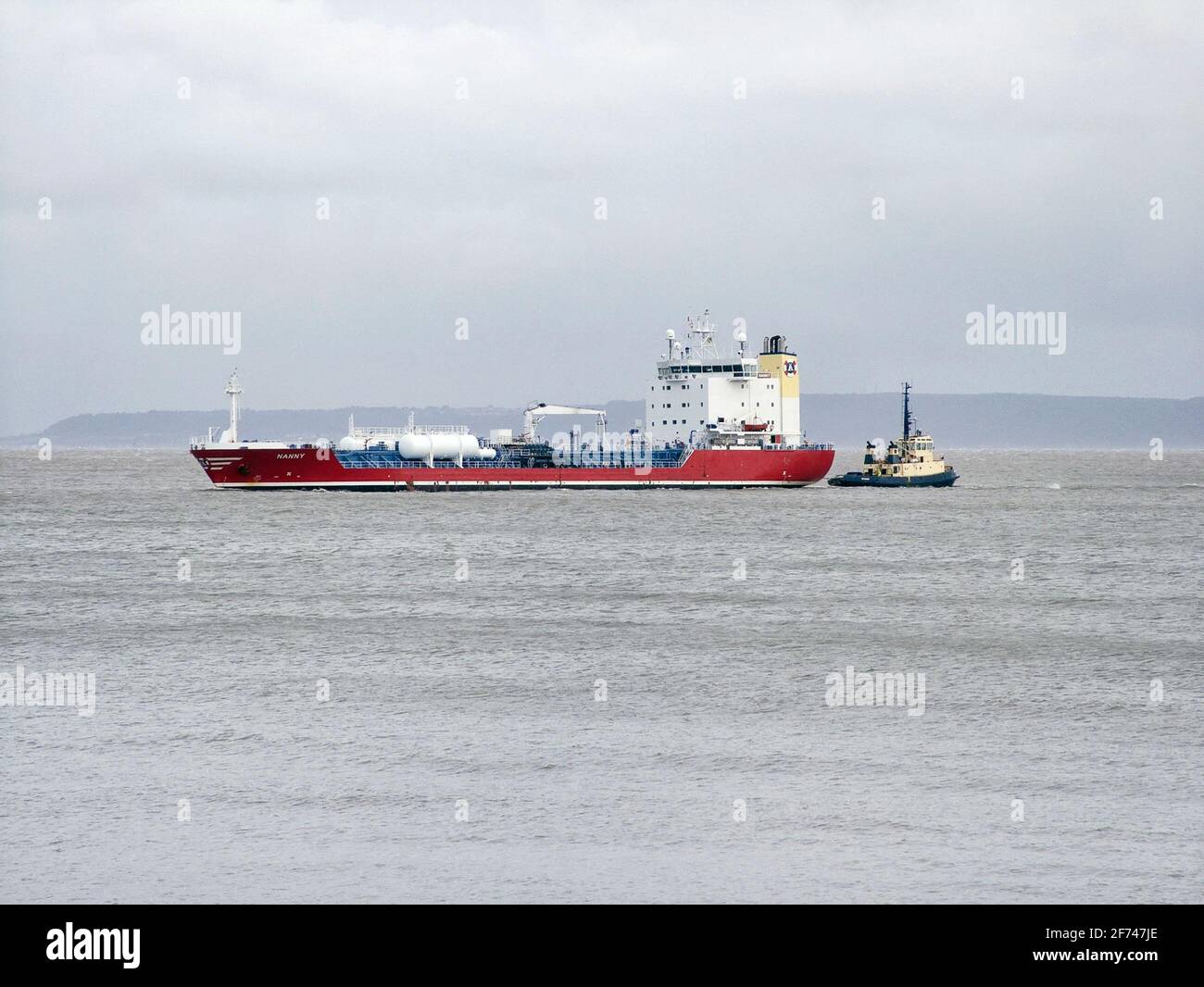 Coastal chemical / oil tanker Nanny approaching Cardiff docks Wales