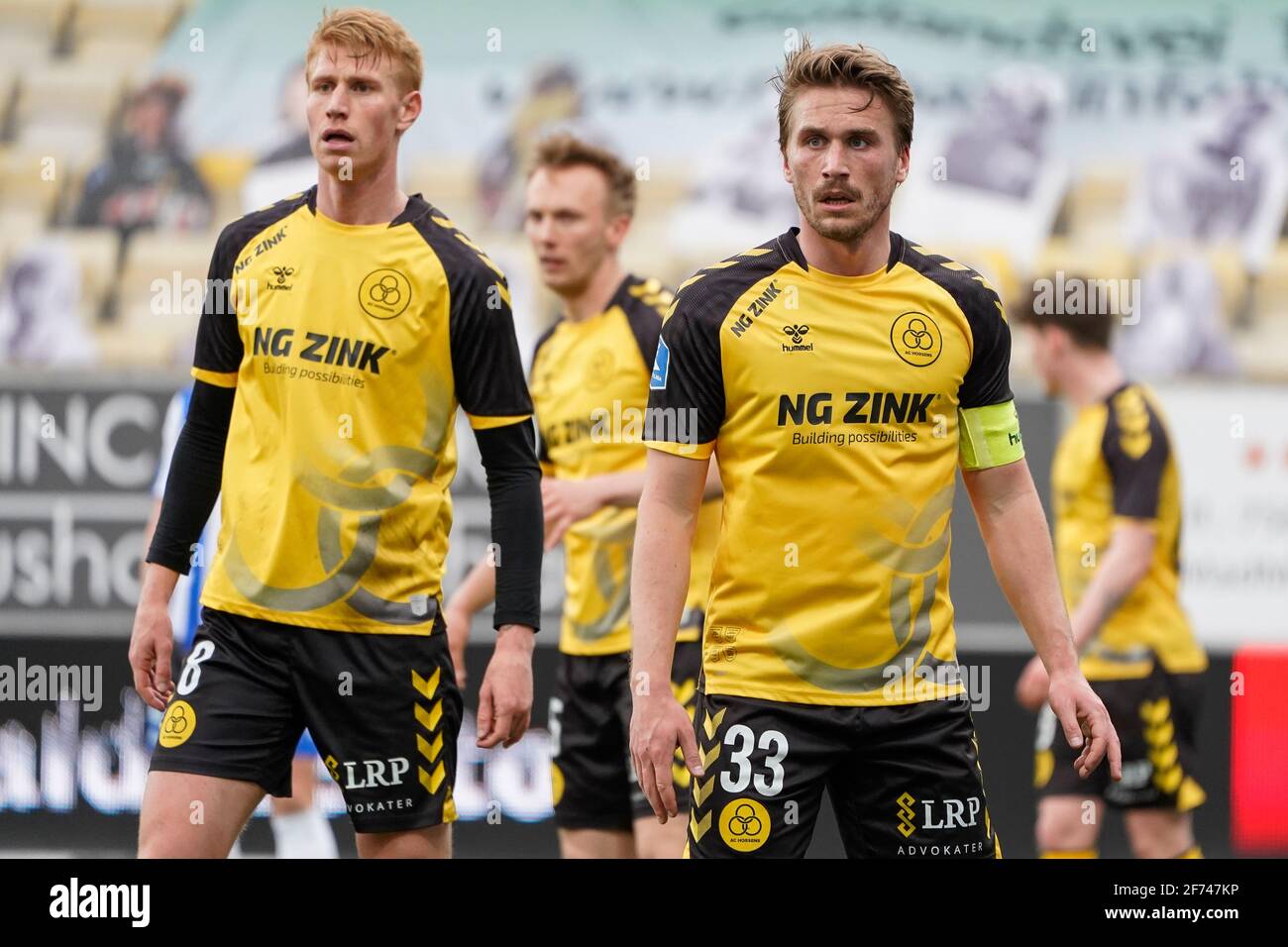 Horsens, Denmark. 04th Apr, 2021. Alexander Ludwig (33) of AC Horsens seen  during the 3F Superliga match between AC Horsens and Odense Boldklub at  Casa Arena in Horsens. (Photo Credit: Gonzales Photo/Alamy