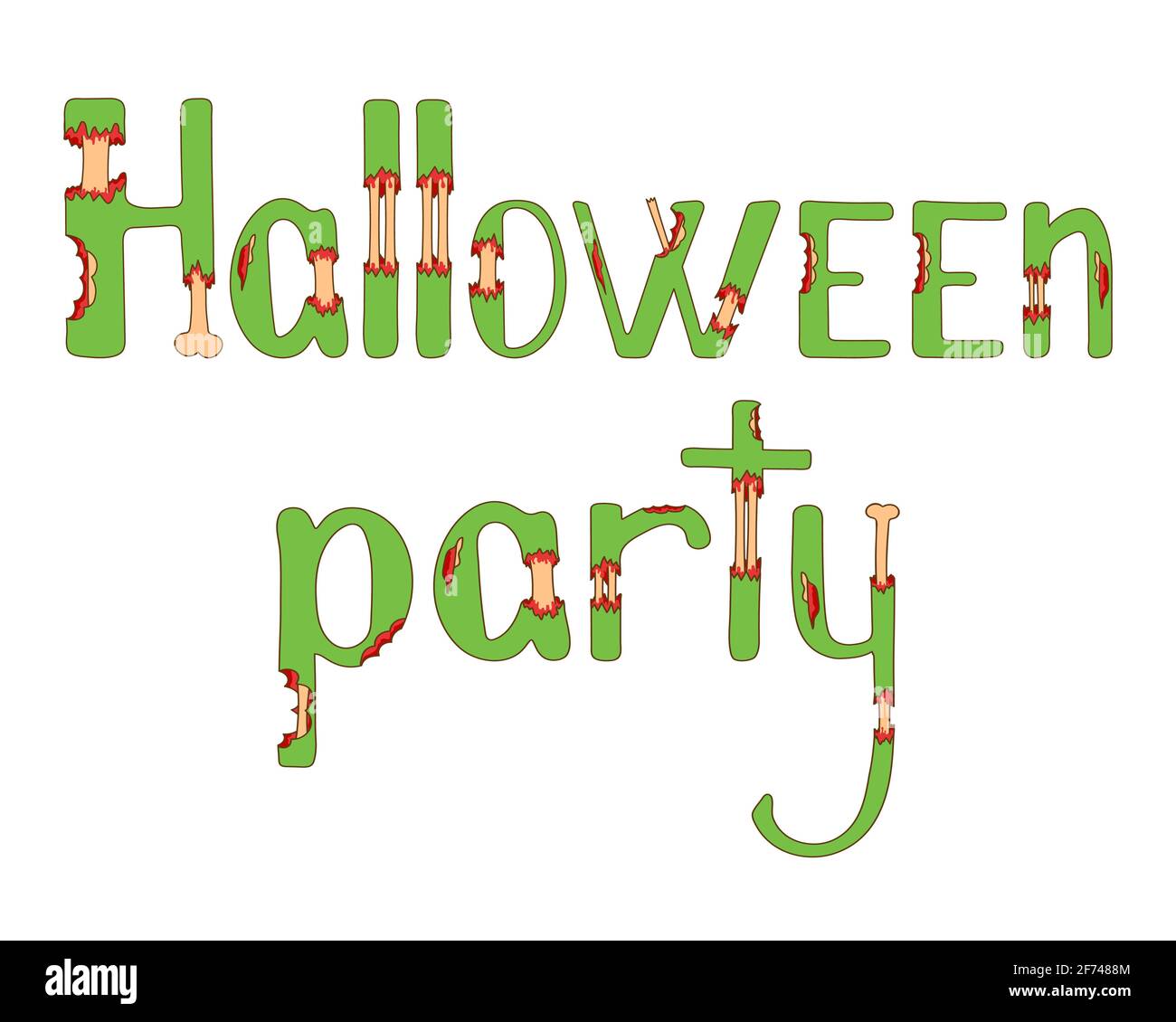 Halloween party lettering. Font in zombie style Stock Vector
