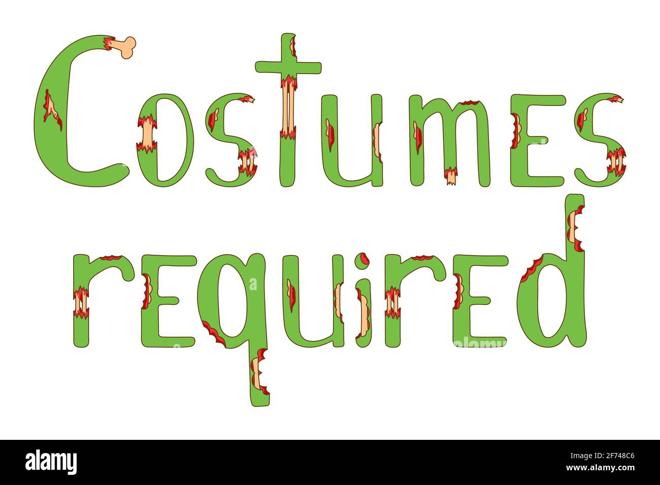 Costumes required lettering. Font in zombie style Stock Vector