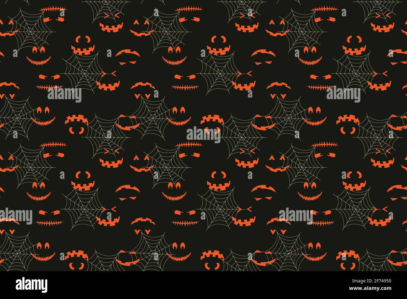 Halloween face in spiderweb seamless pattern Stock Vector
