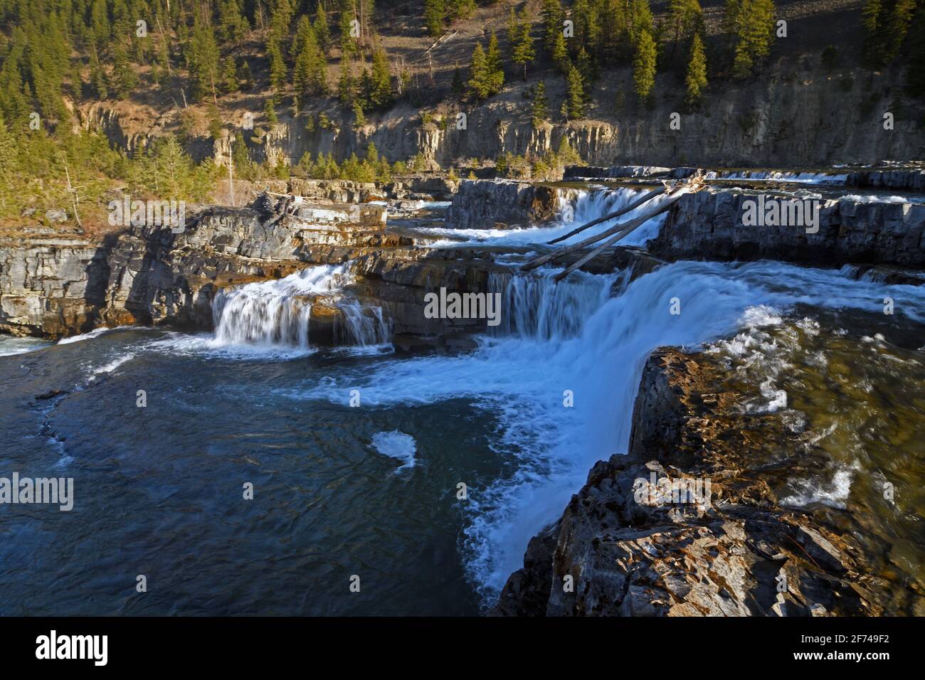 Kootenai Falls along the Kootenai River in spring. Lincoln County, northwest Montana. (Photo by Randy Beacham) Stock Photo