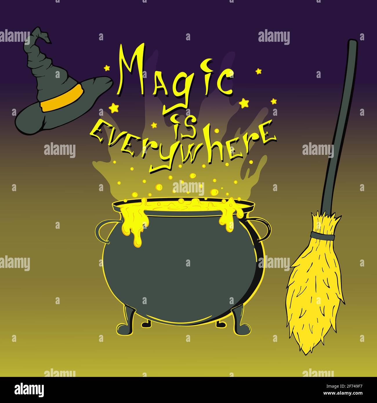 Magic is everywhere lettering poster. Stock Vector