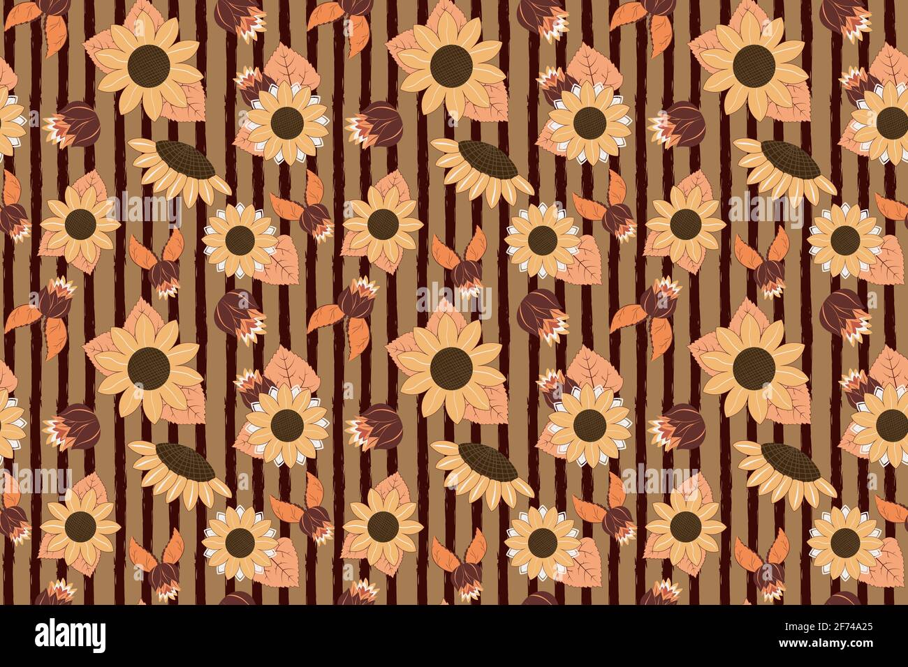 Retro sunflower vector seamless pattern Stock Vector
