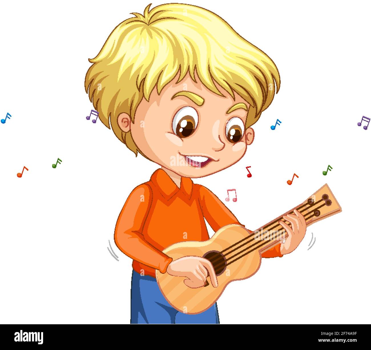 Character of a boy playing ukulele on white background illustration Stock Vector Image & Art Alamy