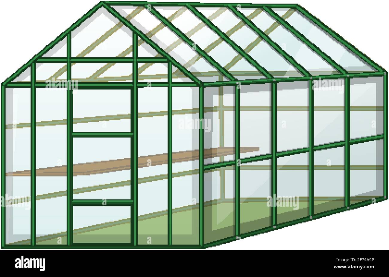 Empty Greenhouse with glass wall on white background illustration Stock Vector