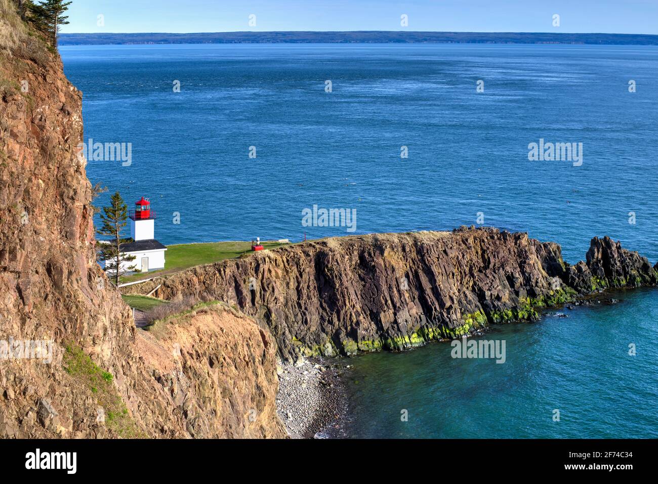 Lighthouse on Cape d'Or, Nova Scotia, Canada Stock Photo