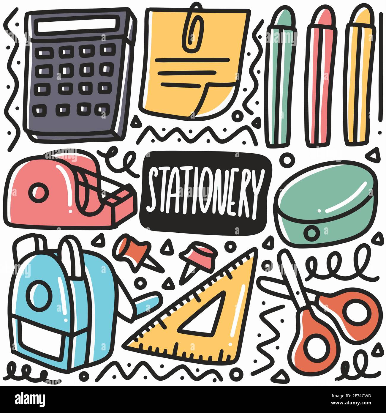 hand drawn stationery doodle set Stock Vector Image & Art Alamy