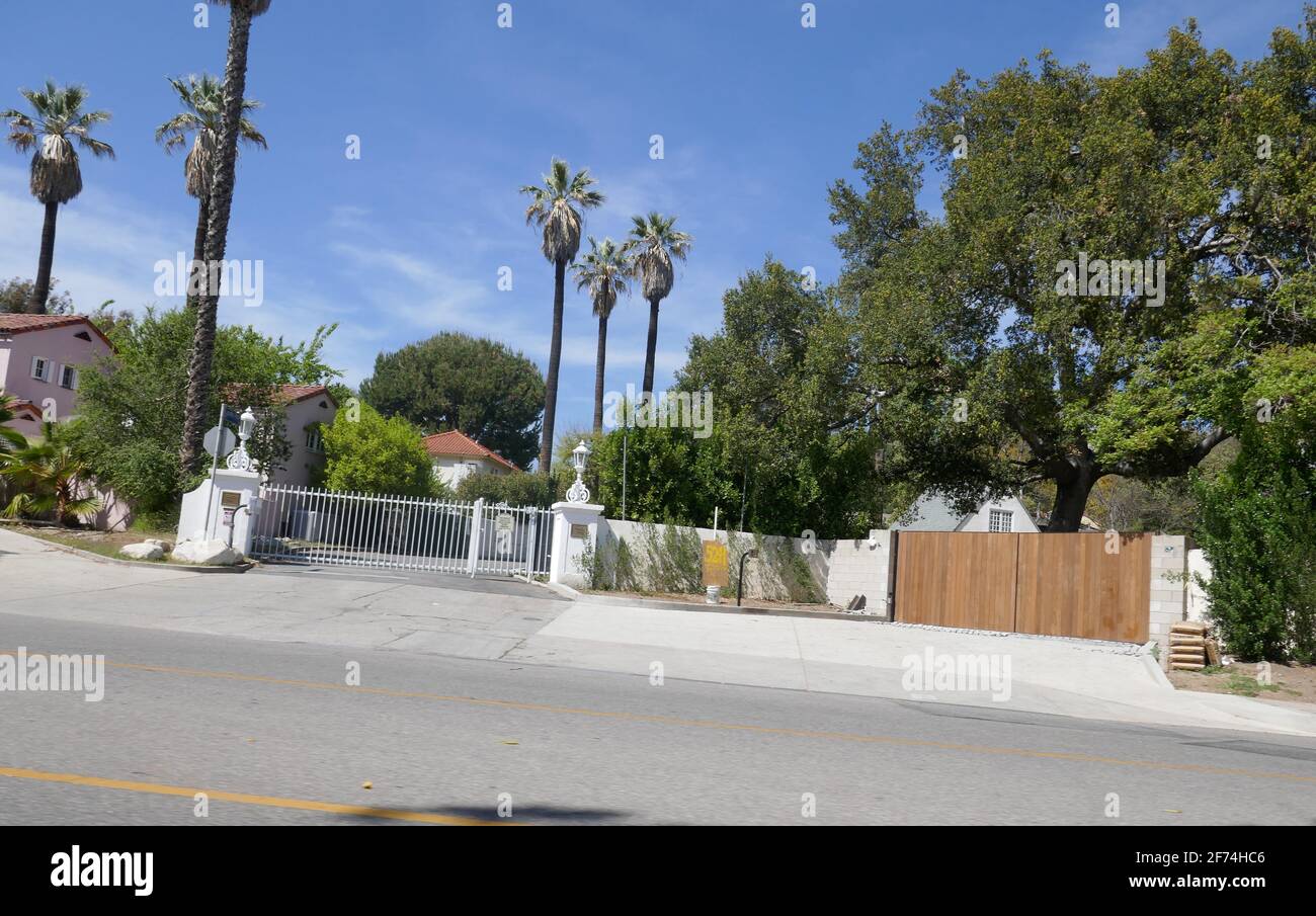 Los Angeles, California, USA 3rd April 2021 A general view of atmosphere of De  Mille Drive and Laughlin Park Estates Entrance, where Angelina Jolie owns  former home of director Cecil B. DeMille