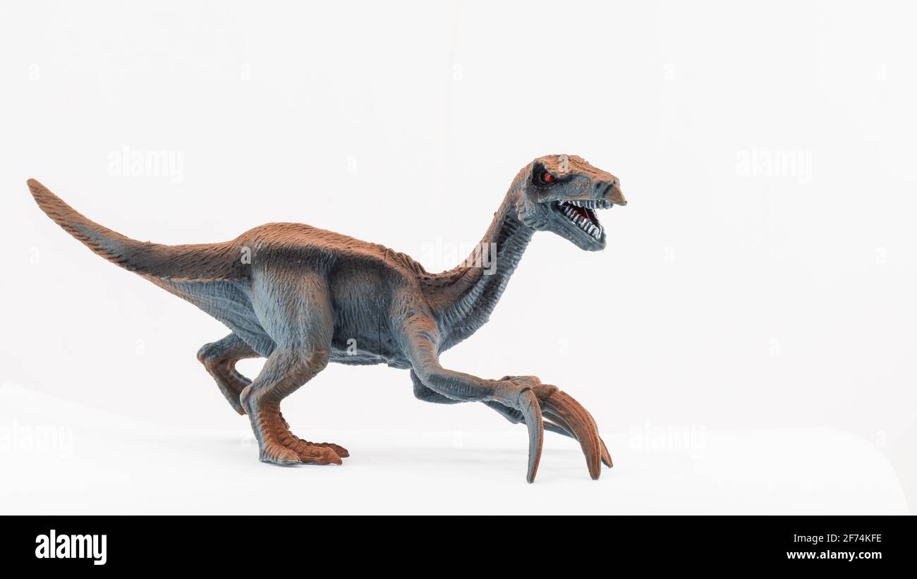 plastic toy dinosaur on white background Stock Photo