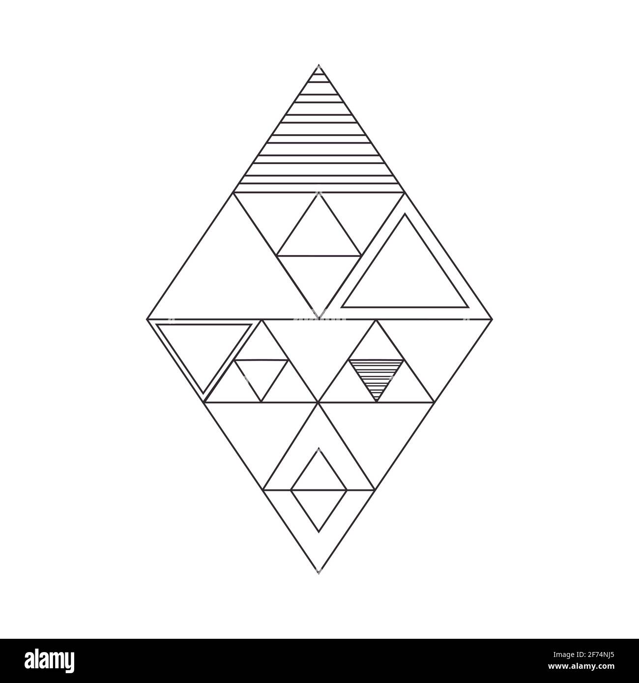 Abstract Pattern Of Geometric Shapes In Line Art Style Vector