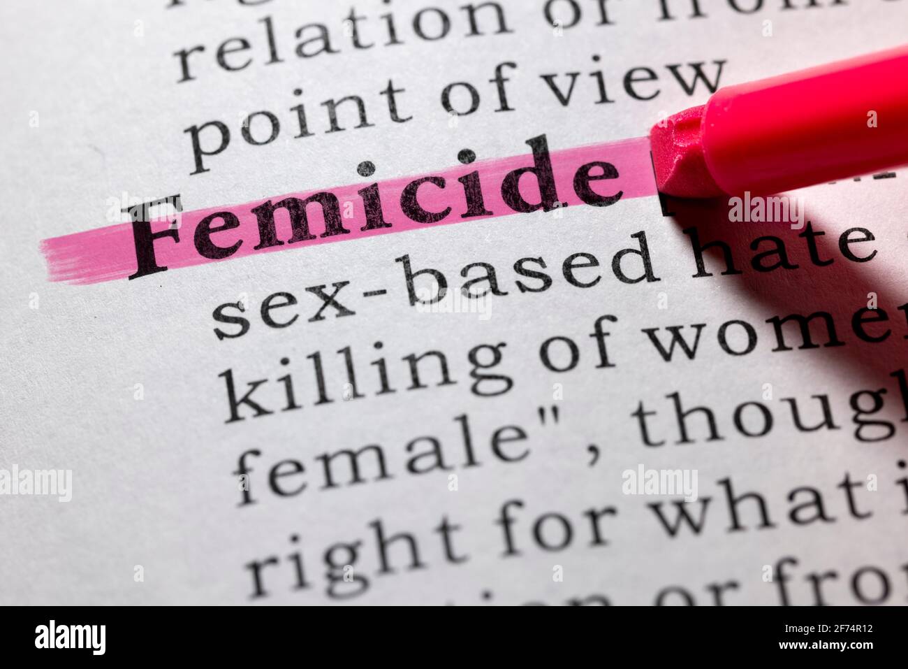 Fake Dictionary, Dictionary definition of femicide Stock Photo