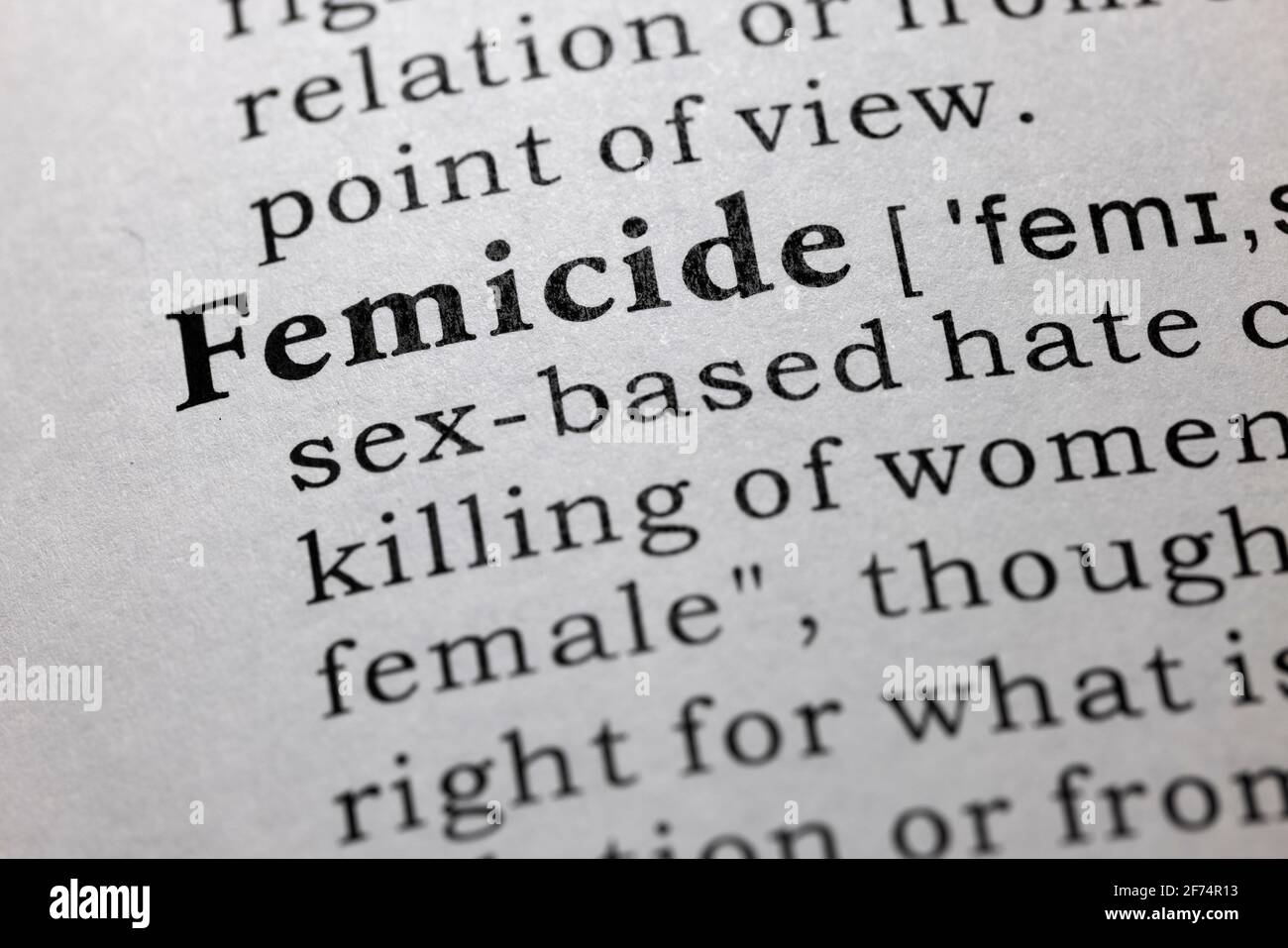 Fake Dictionary, Dictionary definition of femicide Stock Photo